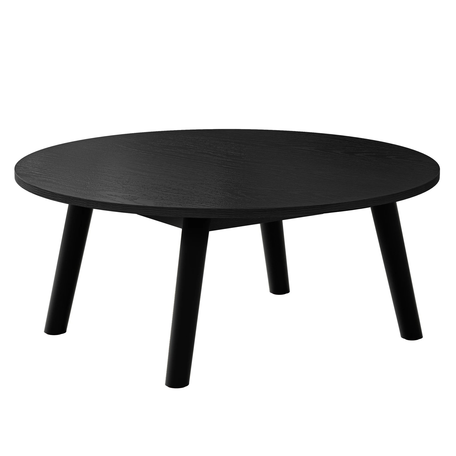 1 Alfordson Coffee Table Modern Round Table Sturdy Wooden Legs Living Room - Black, 1 of 10