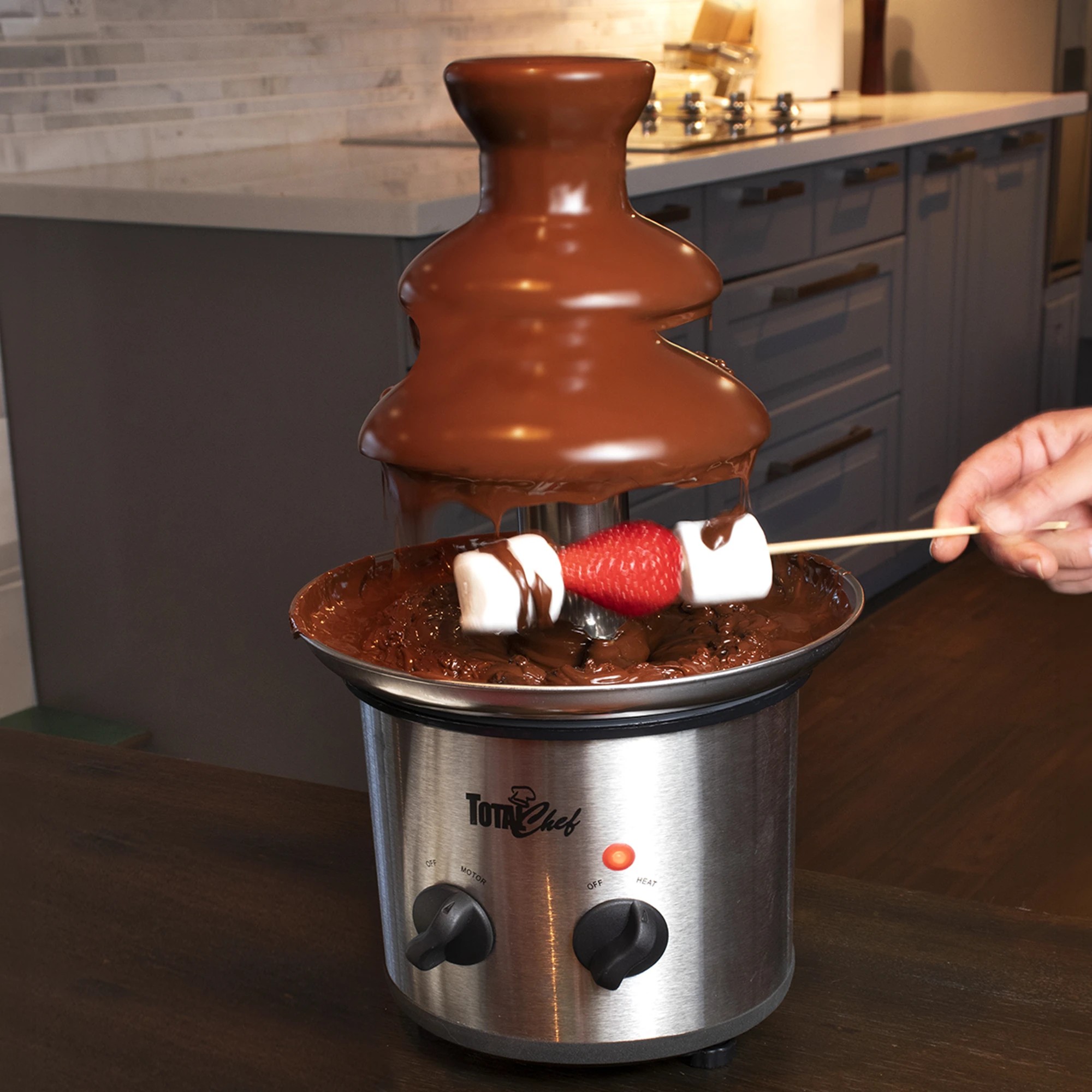3 Total Chef 3 Tier Chocolate Fountain, Huge 680 g Capacity, Adjustable Temperature Electric Chocolate Fondue Ma - Silver, 3 of 7