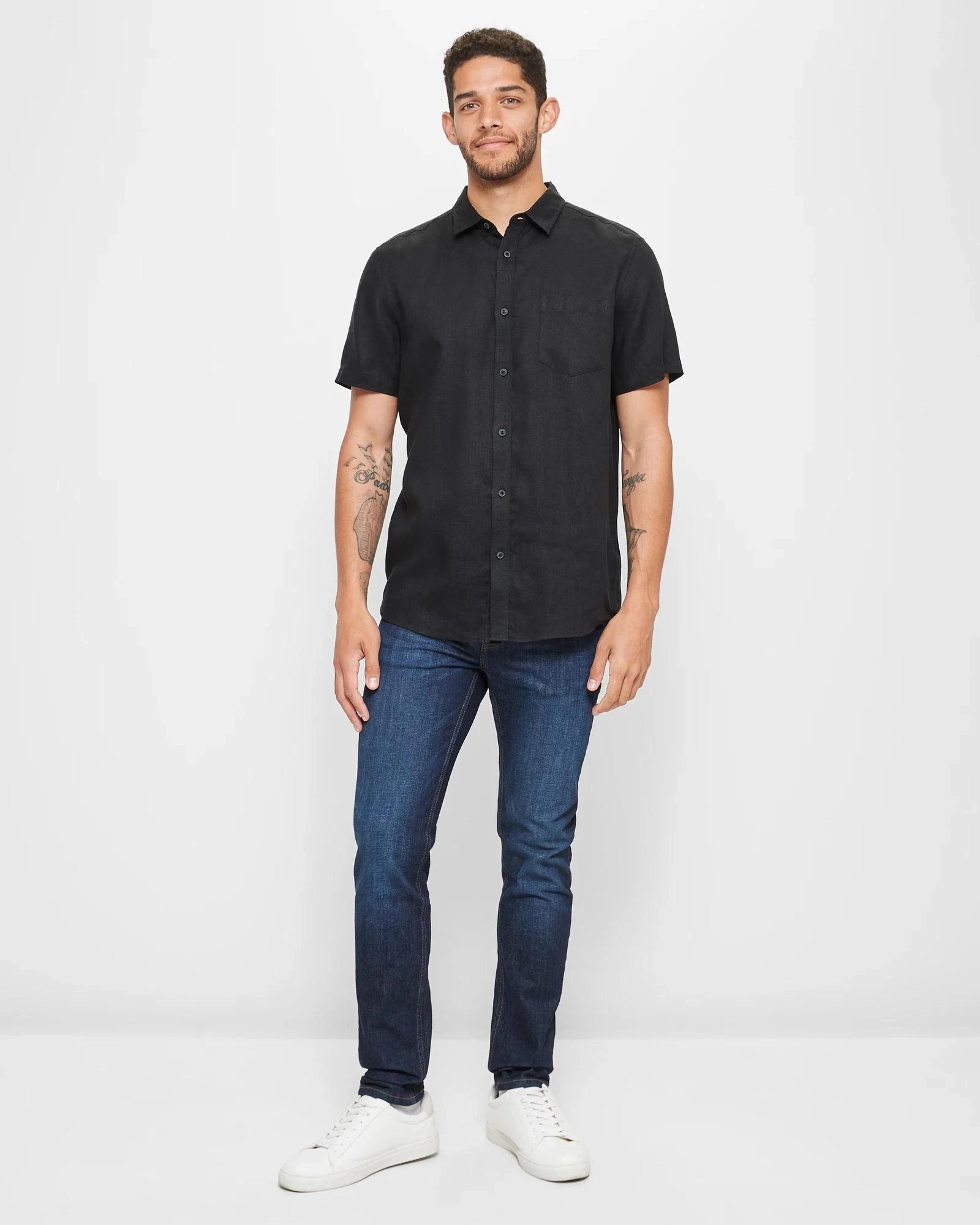 2 Target European Linen Shirt BLACK, 2 of 5