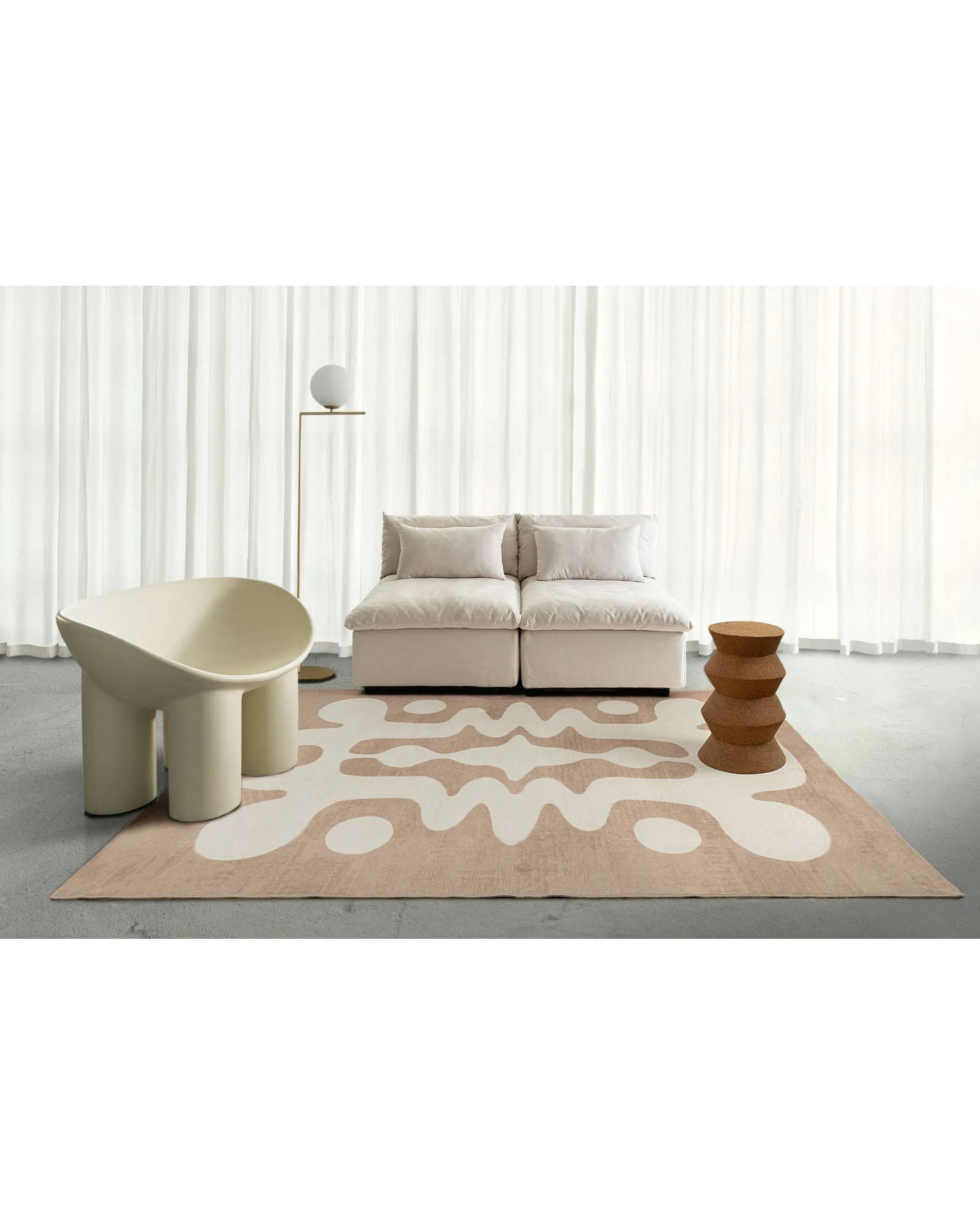 2 Loopsie Farino Abstract Washable Rug-370cm x 270cm - Beige, 2 of 8