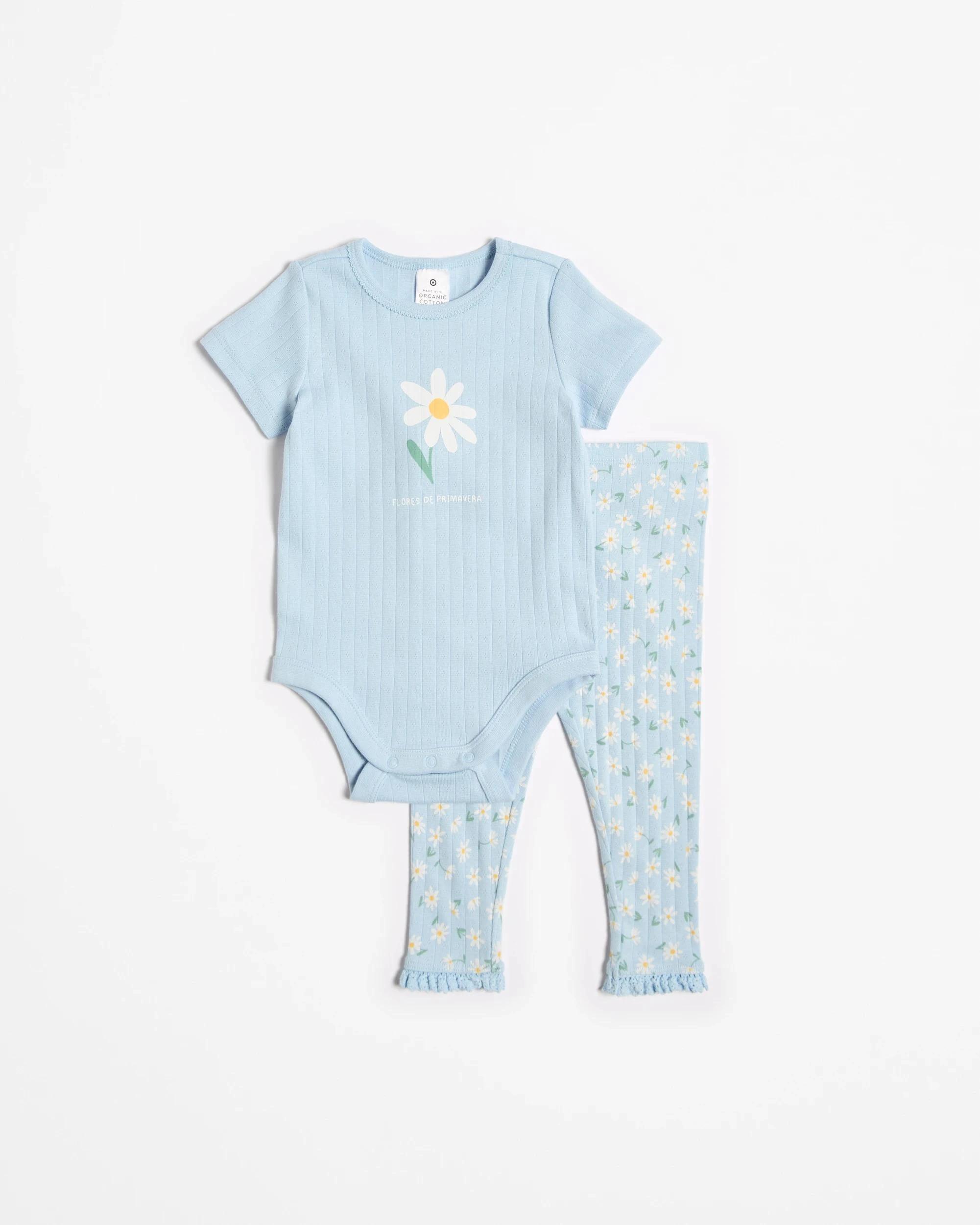1 Target Baby Baby Girls Pointelle Bodysuit and Leggings 2 Piece Set - Daisy DAISY, 1 of 3