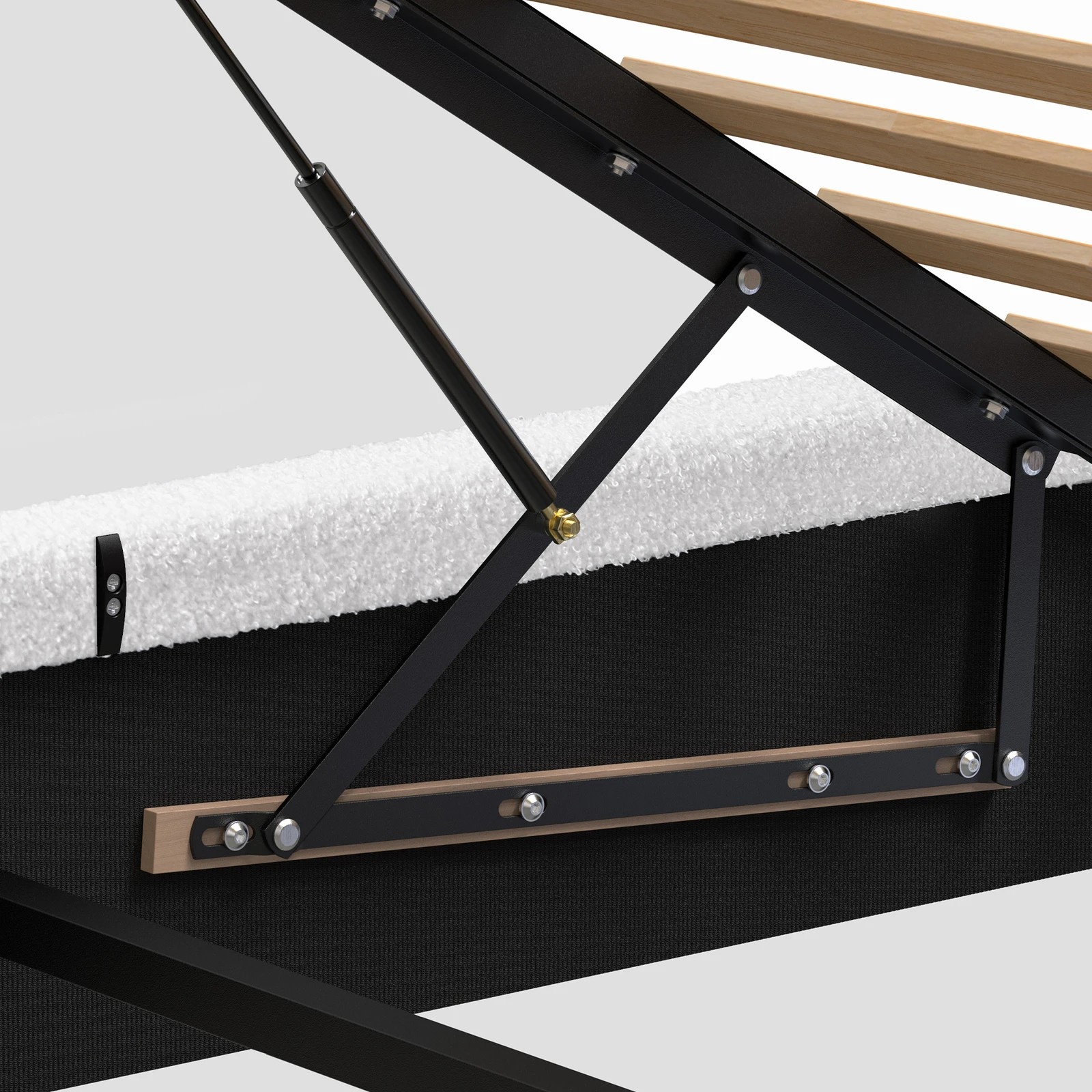 9 Alfordson Bed Frame King Single Gas Lift Storage Base Boucle Tricia - White, 9 of 10