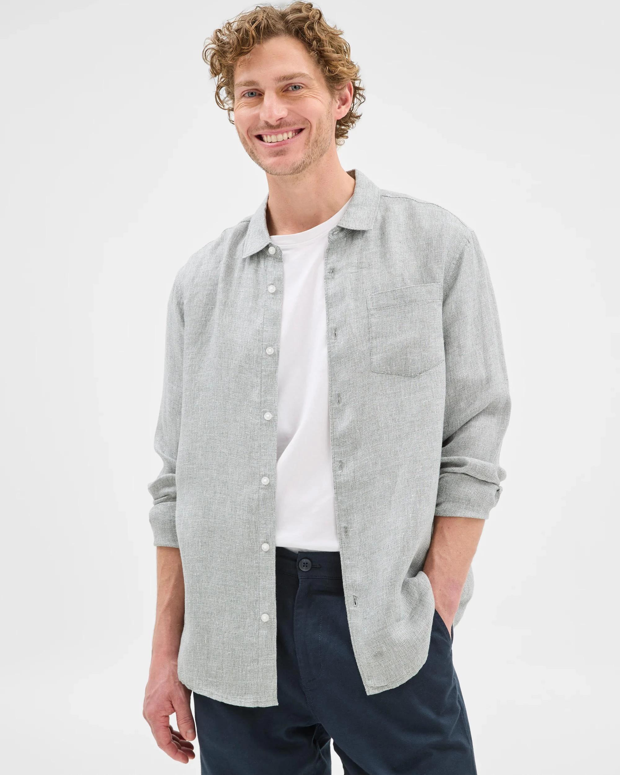 1 Target European Linen Long Sleeve Shirt KHAKI, 1 of 7