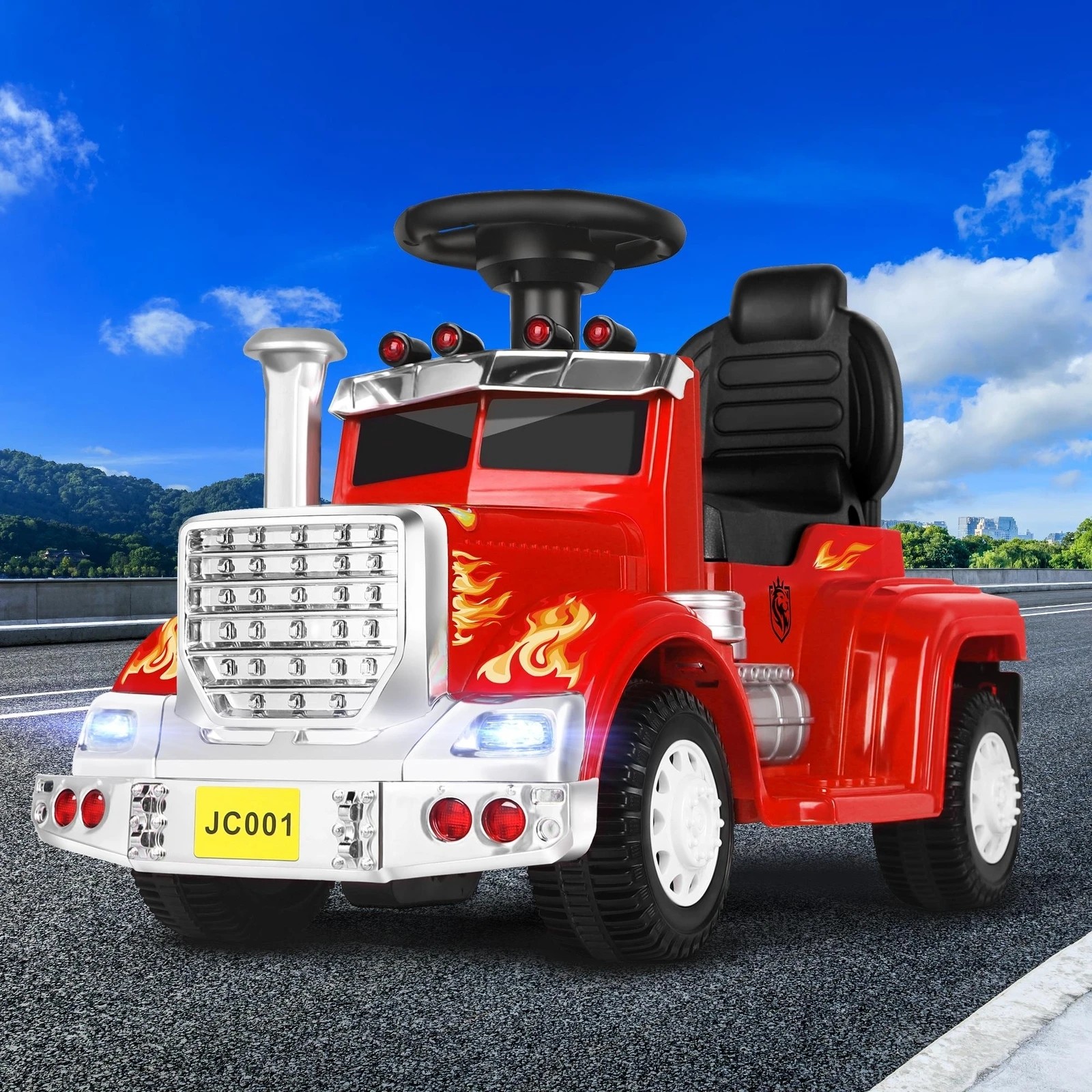 9 Alfordson Kids Ride On Car Electric Toy Truck 25W Motor w/ LED Lights - Red, 9 of 10