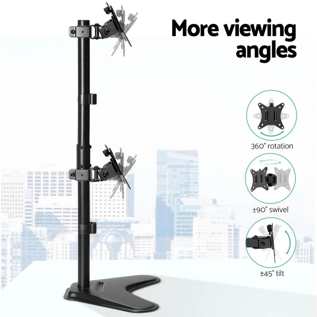 5 Artiss Monitor Arm Stand Dual Mount HD LED TV Bracket Holder Freestanding - Black, 5 of 7