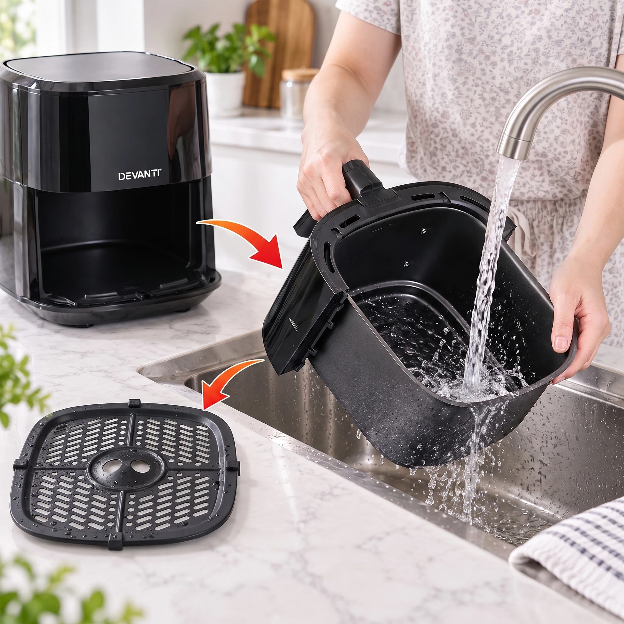 9 Devanti 6.5L Digital Air Fryer With 8 Cooking Presets - Black, 9 of 10