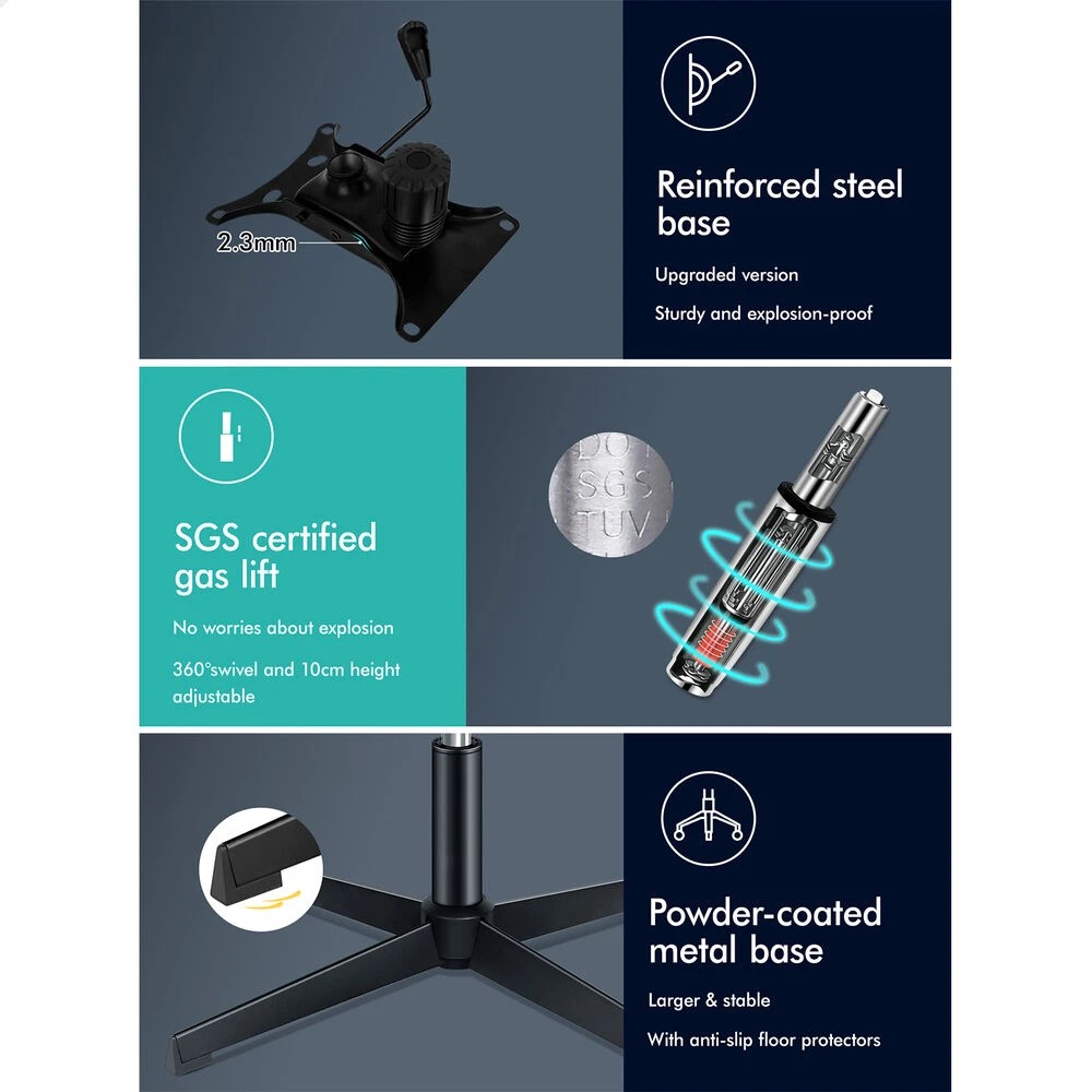 10 Alfordson Office Chair Computer Executive Seat Work Ottoman Fabric - Grey, 10 of 10