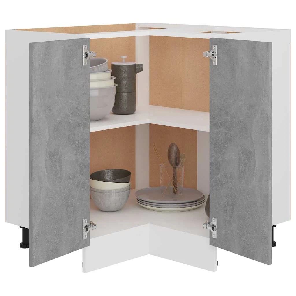 2 Vidaxl Kitchen Cabinet Corner Bottom Cabinet, Corner Bottom Cabinets - Grey, 2 of 8