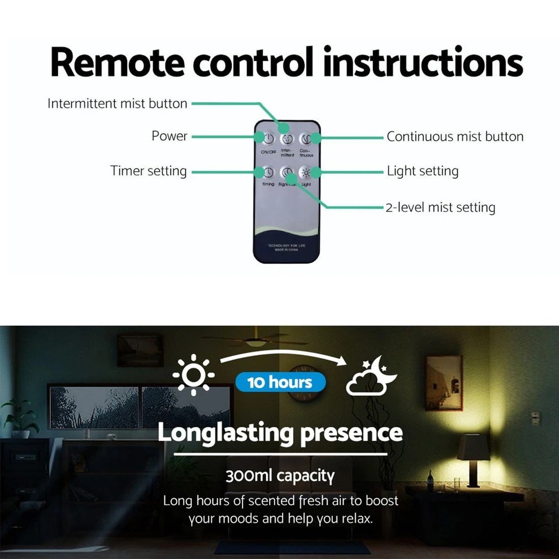 5 Devanti Aroma Diffuser Aromatherapy Humidifier 300ml - Brown, 5 of 8