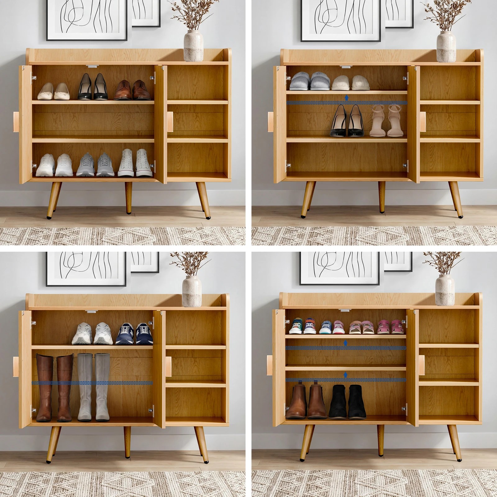 5 Alfordson Shoe Cabinet Organiser Storage Rack Drawer Shelf 18 Pairs - Oak, 5 of 10