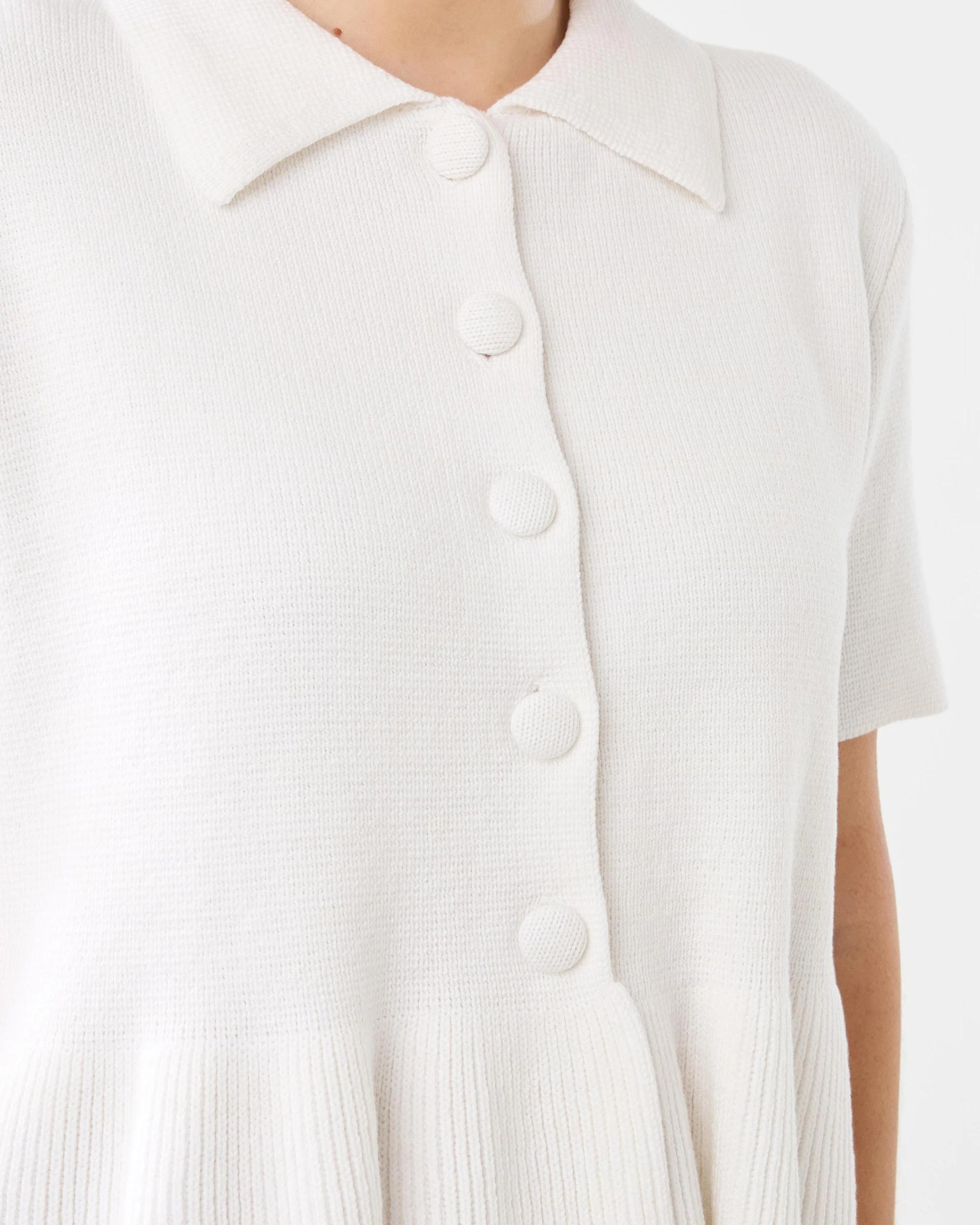 6 Short Sleeve Peplum Knit Cardigan White, 6 of 7
