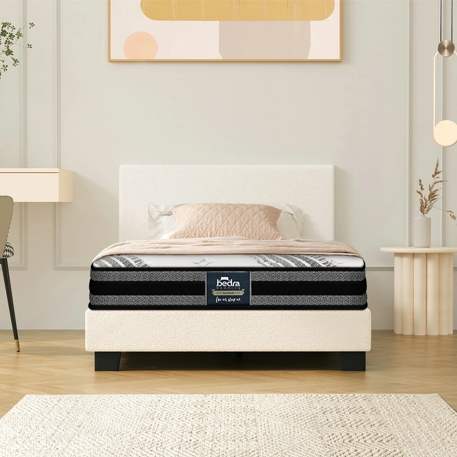 3 Oikiture King Single Bed Frame With Mattress Set
 - White, 3 of 10