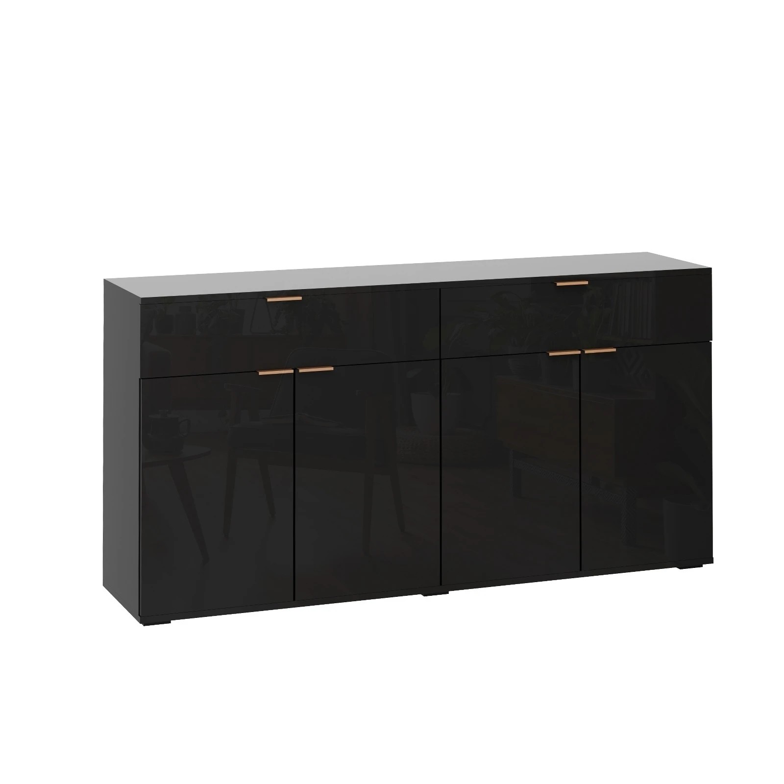 6 Oikiture Sideboard Buffet High Gloss
 - Black, 6 of 10