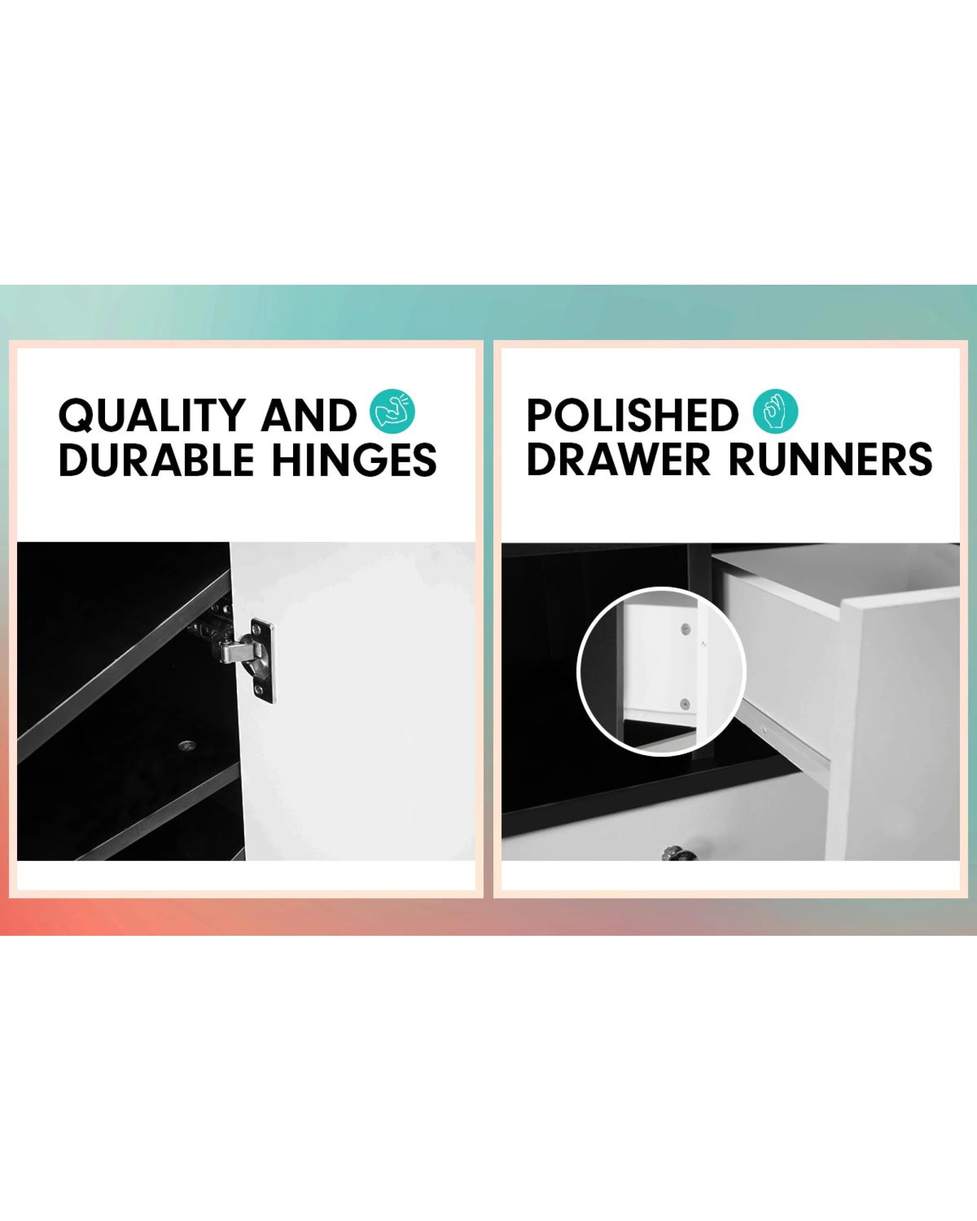 3 Sarantino Shoe Rack Cabinet Wooden Storage Organiser Shelf Cupboard Drawer, 3 of 7