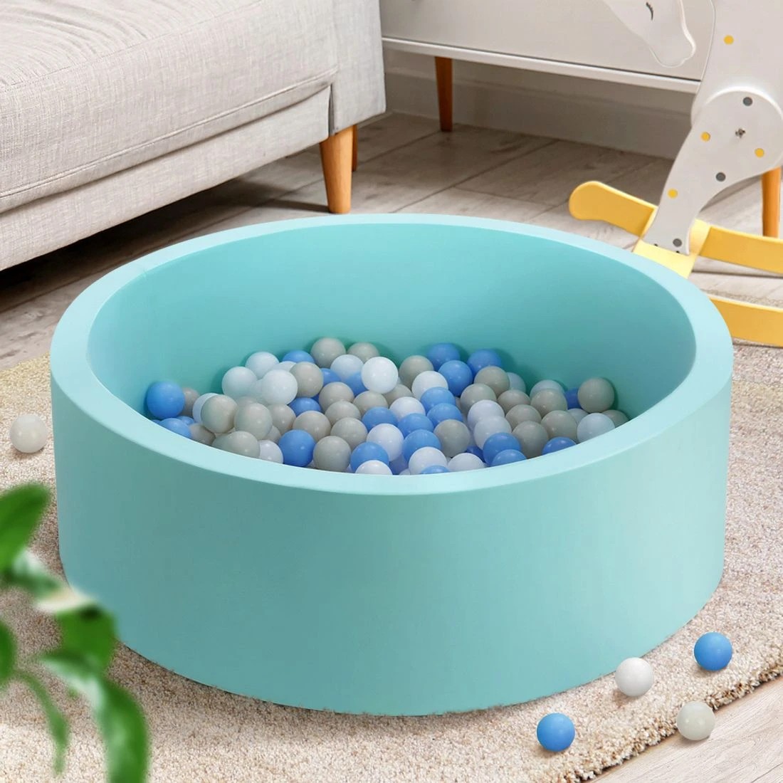 3 Keezi Kids Ball Pit 90x30cm Ocean Foam Play Pool Barrier Toys Children - Blue, 3 of 4