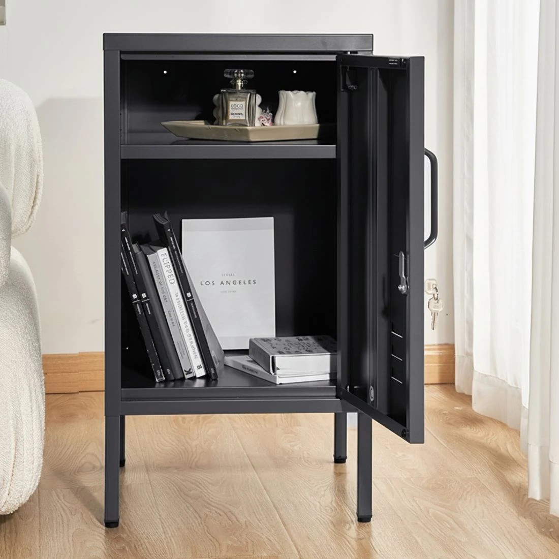 5 Artiss Bedside Table Metal Cabinet - Black, 5 of 7