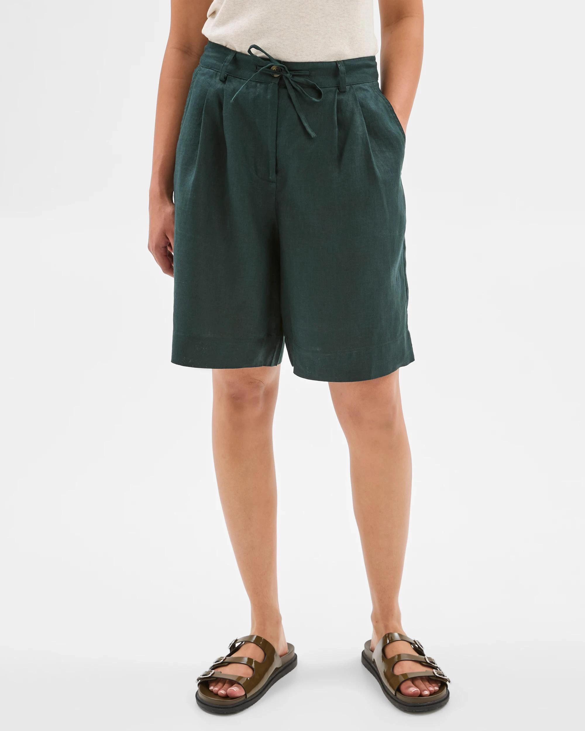 3 Target European Linen Bermuda Shorts MIDNIGHT JADE, 3 of 6