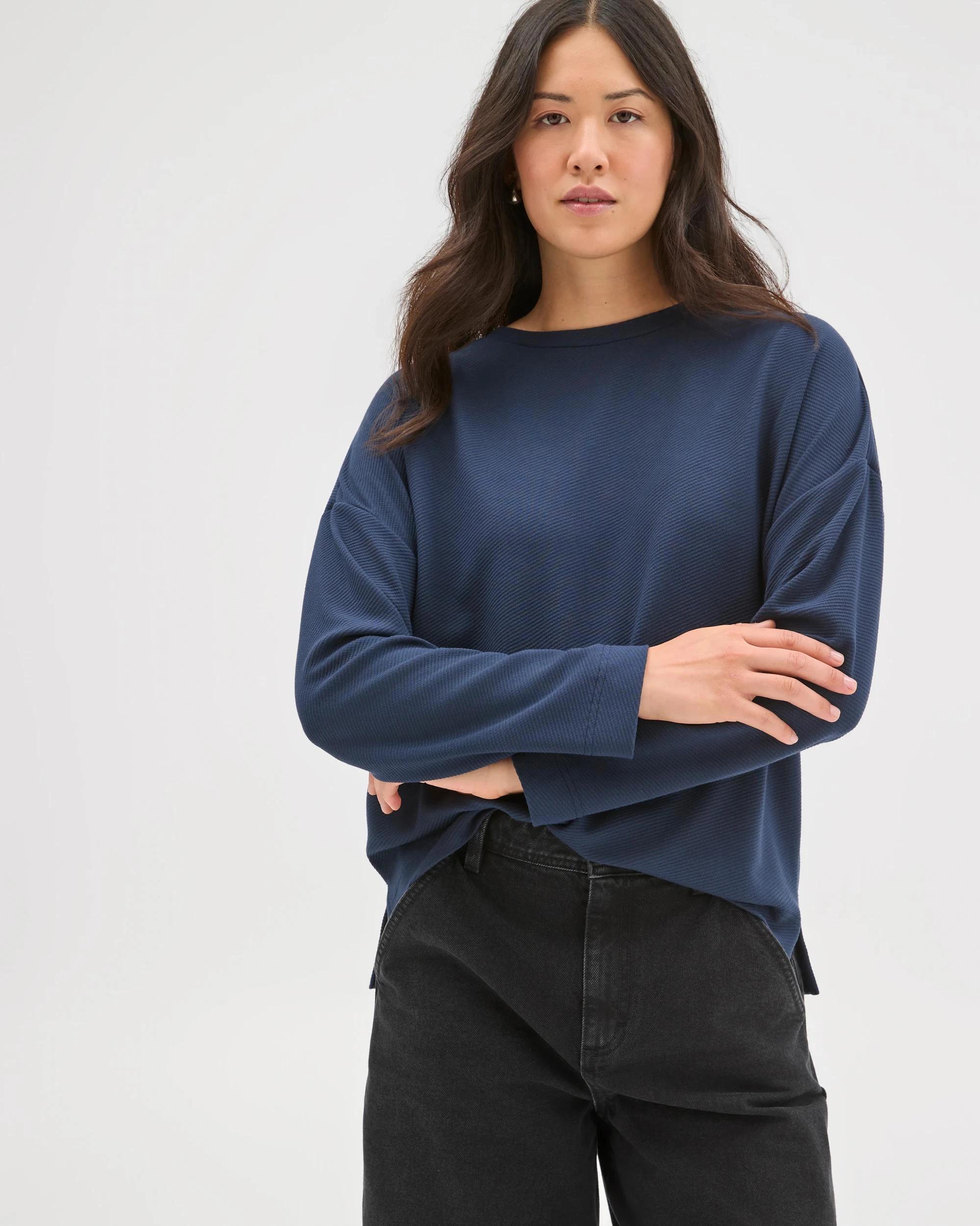 4 Target Woman Long Sleeve Ottoman T-Shirt NAVY BLAZER, 4 of 7