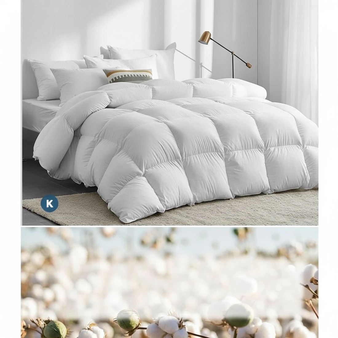 7 Giselle Bedding 500GSM Duck Down Feather Quilt King - King Bed - White, 7 of 8