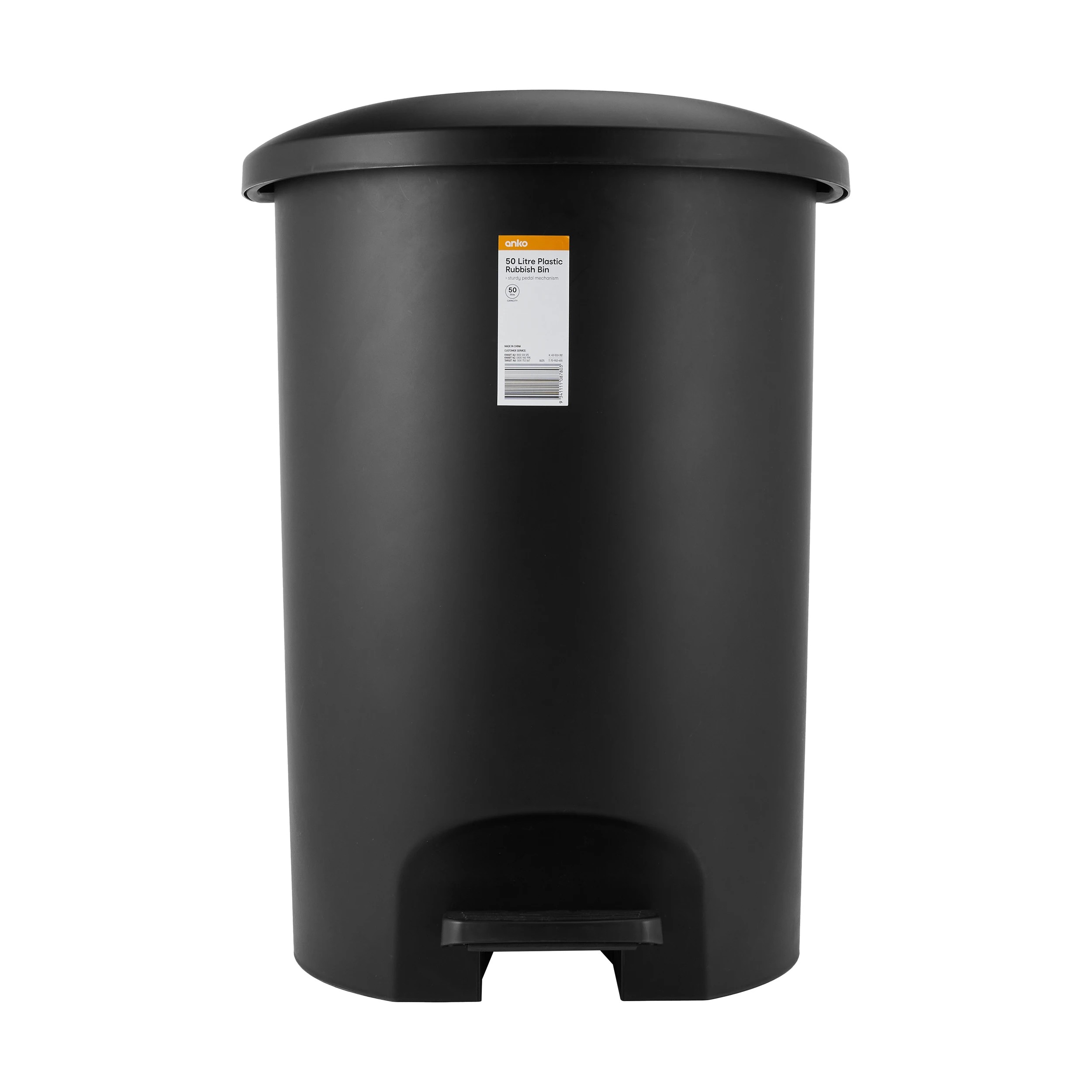 4 50L Plastic Rubbish Bin - Black, 4 of 4