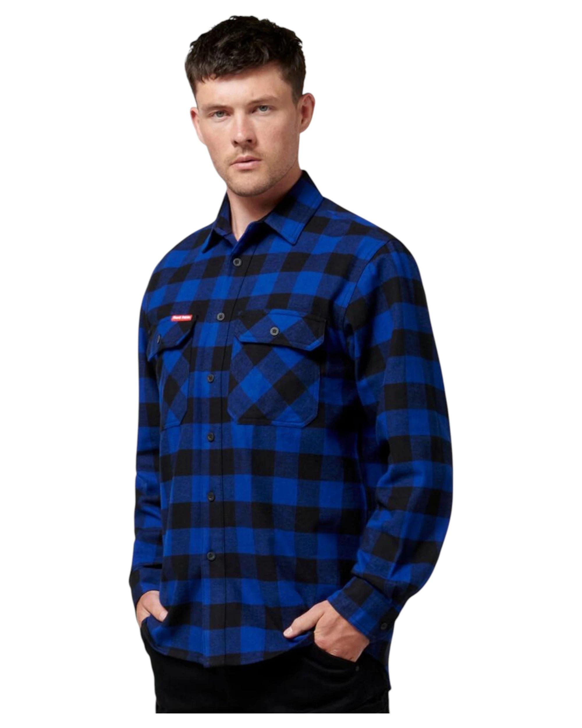 2 Hard Yakka Mens Foundation New Check Flannel Shirt Blue Y07295 BLUE CHECK, 2 of 6