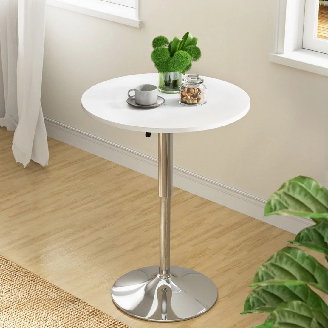 3 Artiss Bar Table Gas Lift Round - White, 3 of 7