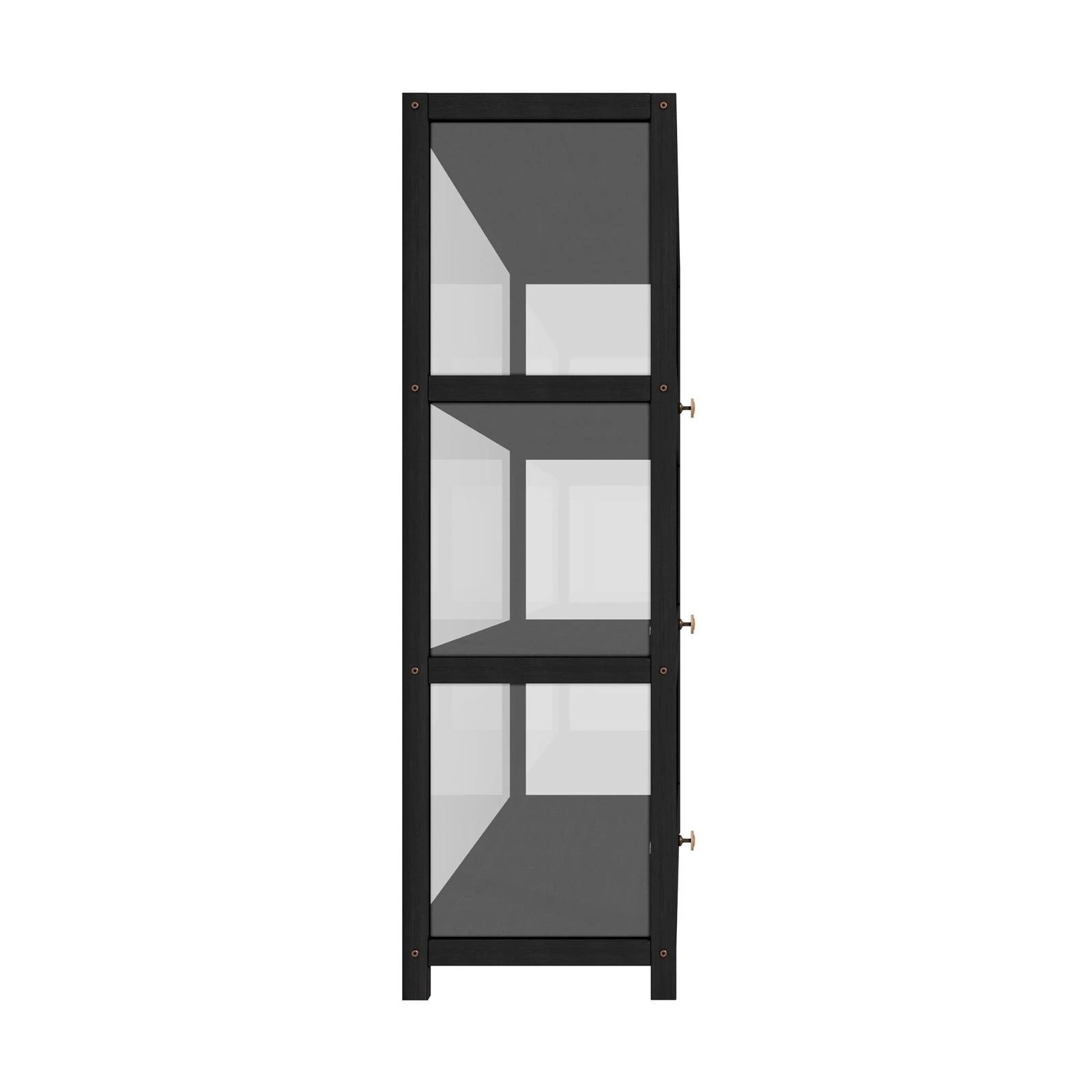 6 Oikiture Display Cabinet Storage 3-tier Shelves Clear Bookcase Stand Rack
 - Black, 6 of 9