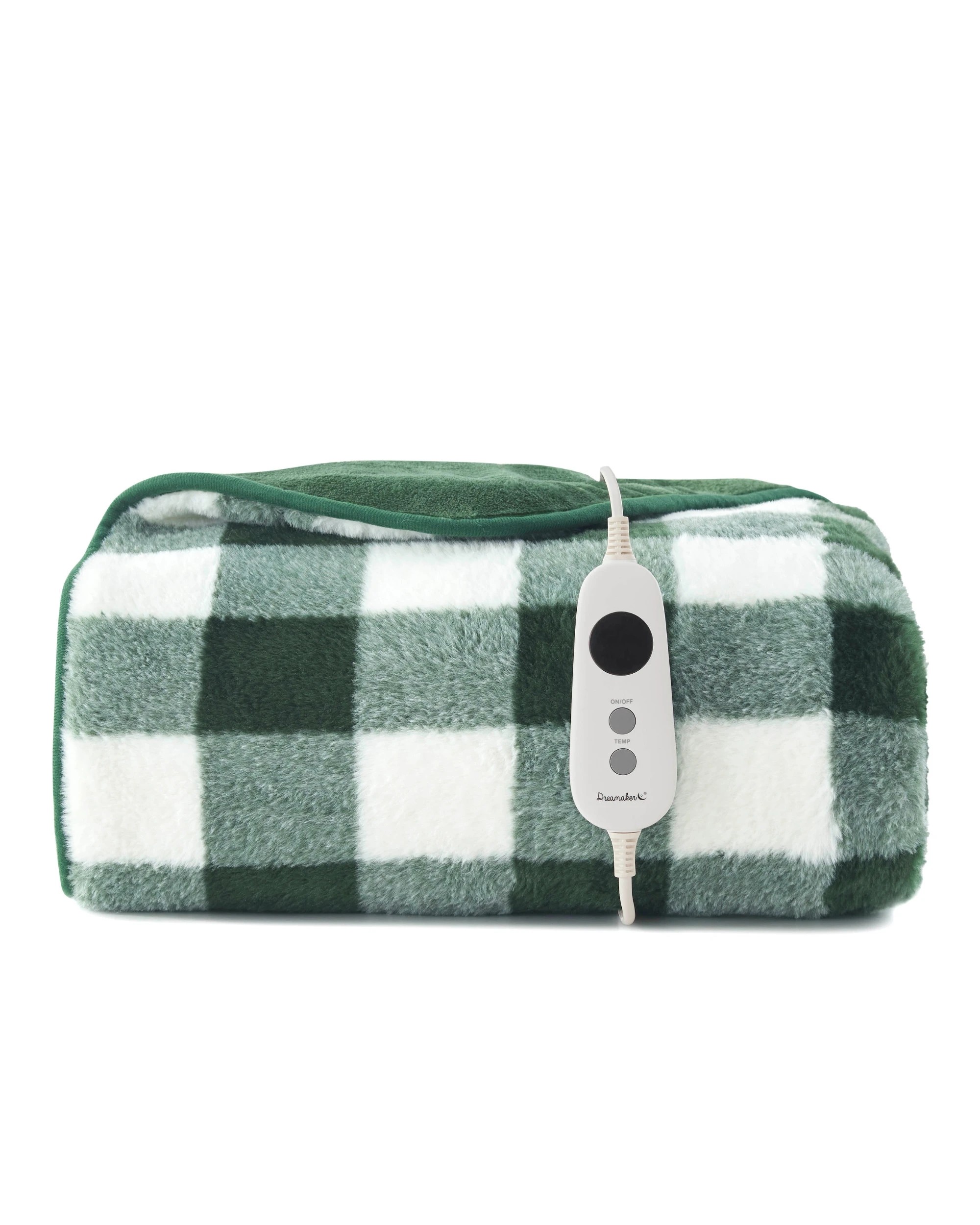 2 Dreamaker Gingham Plush Heated Throw 130x160cm - Green, 2 of 9