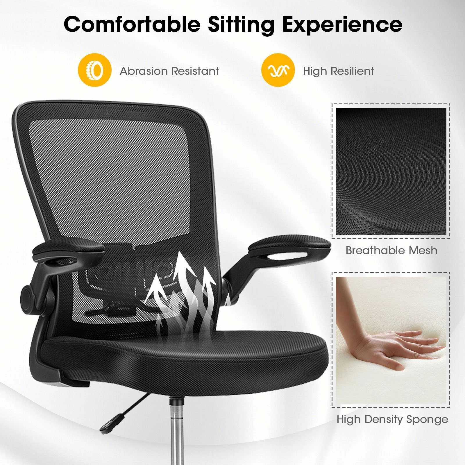 3 Costway Swivel Ergonomic Office Chair Mesh Drafting Chair Computer Chair, 3 of 7