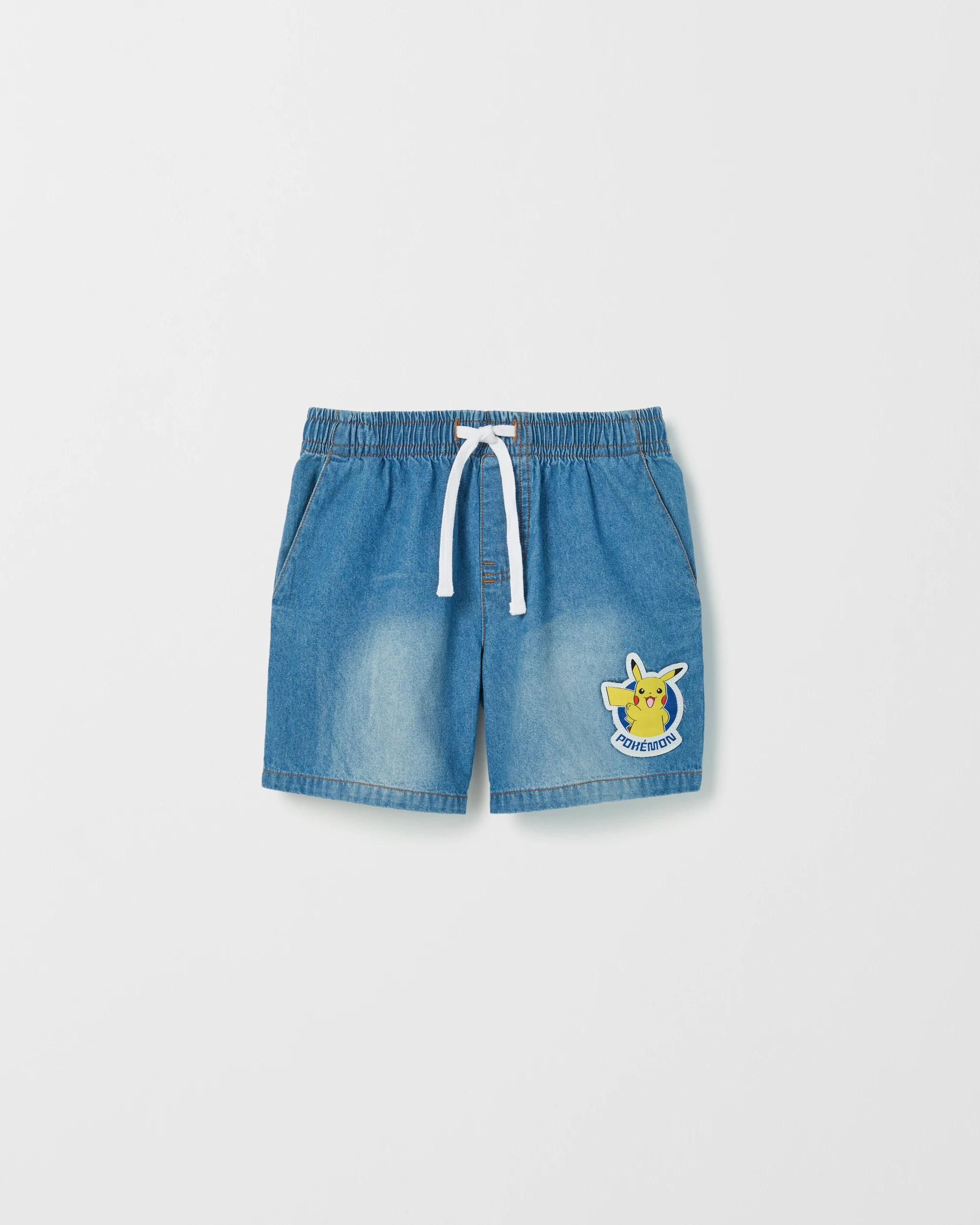 1 Pokemon Australian Cotton Chambray Shorts LIGHT WASH, 1 of 3