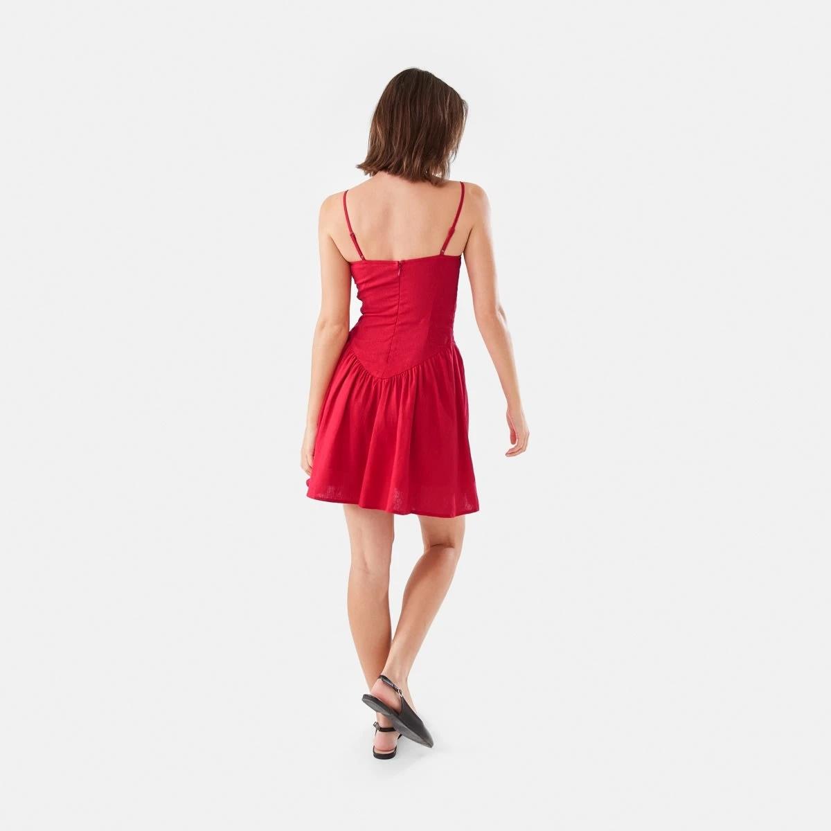 4 Sleeveless Shirred Bodice Mini Dress STRAWBERRY, 4 of 8
