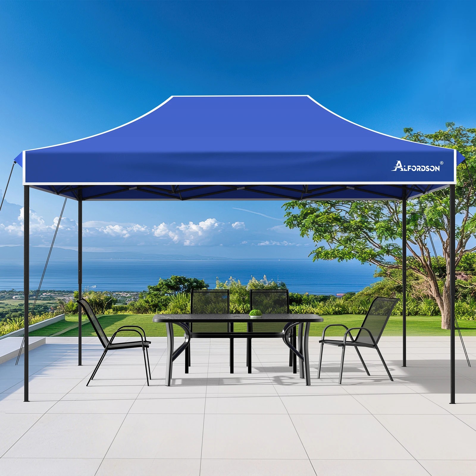 3 Alfordson Gazebo 4.5x3m Pop Up Marquee 600D Oxford Folding Camping Tent - Blue, 3 of 10