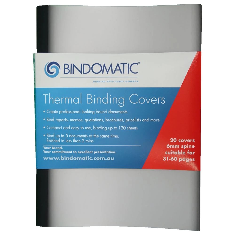 2 Bindomatic Thermal Binding Covers A4 6mm Black 20 Pack, 2 of 2