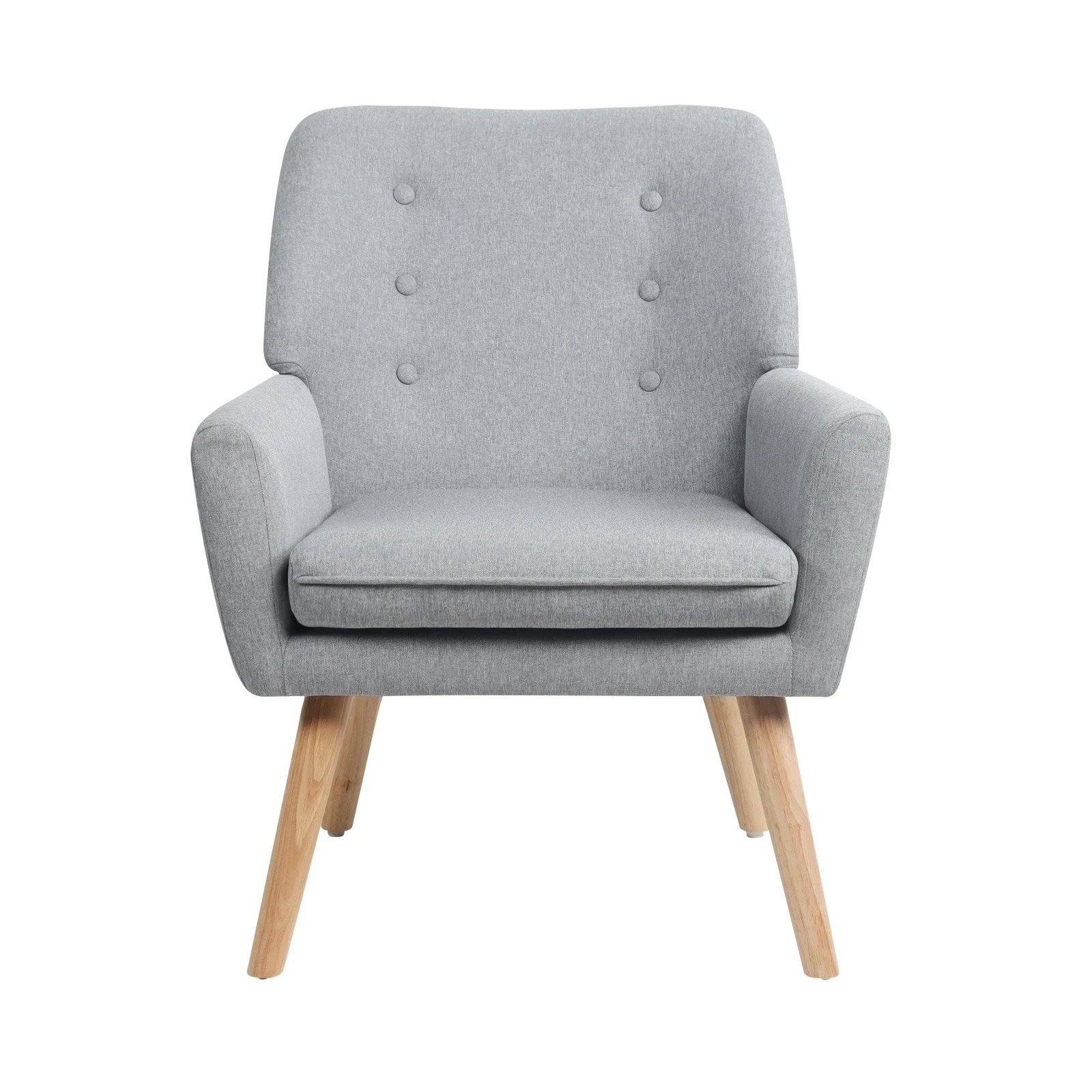 8 Oikiture 2x Armchair Lounge Chair Linen Accent Armchairs Tub Chairs Sofa - Grey, 8 of 10