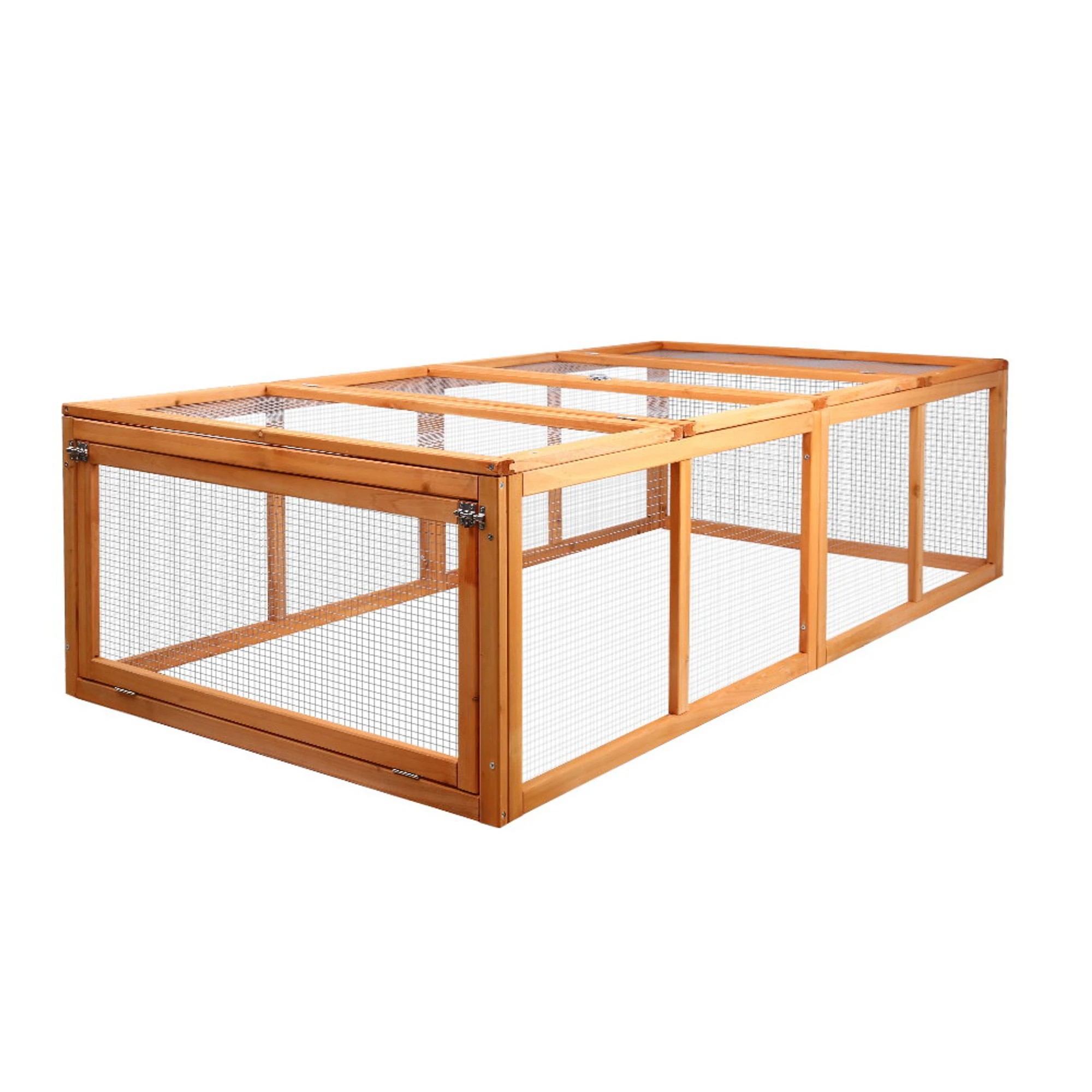 1 i.Pet Chicken Coop Rabbit Hutch Extra Large Wooden Chicken House Run - Brown, 1 of 8