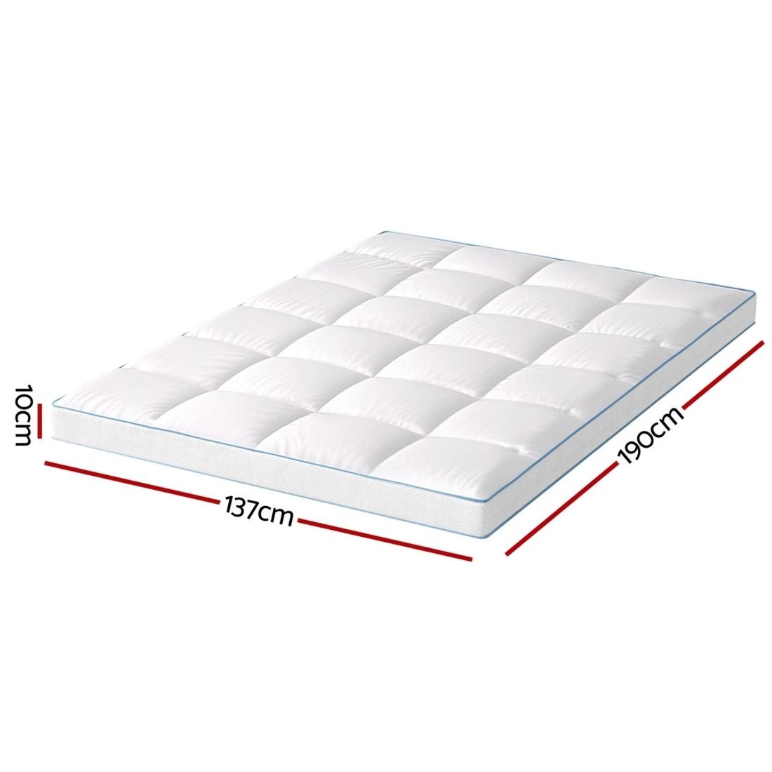 3 Giselle Bedding 1500GSM Bamboo Pillowtop Mattress Topper 10cm Thick Pad for Back Pain Relief - Double Bed - White, 3 of 7