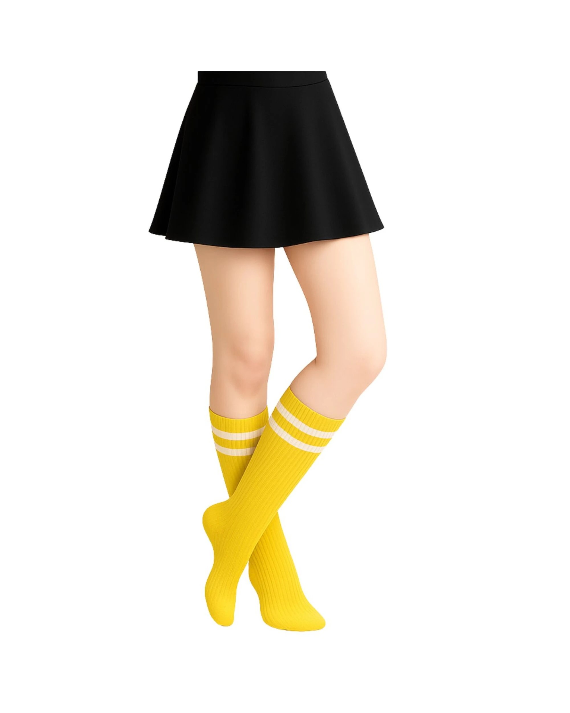 1 Oceana Striped Crew Socks 1 Pair - Yellow, 1 of 2