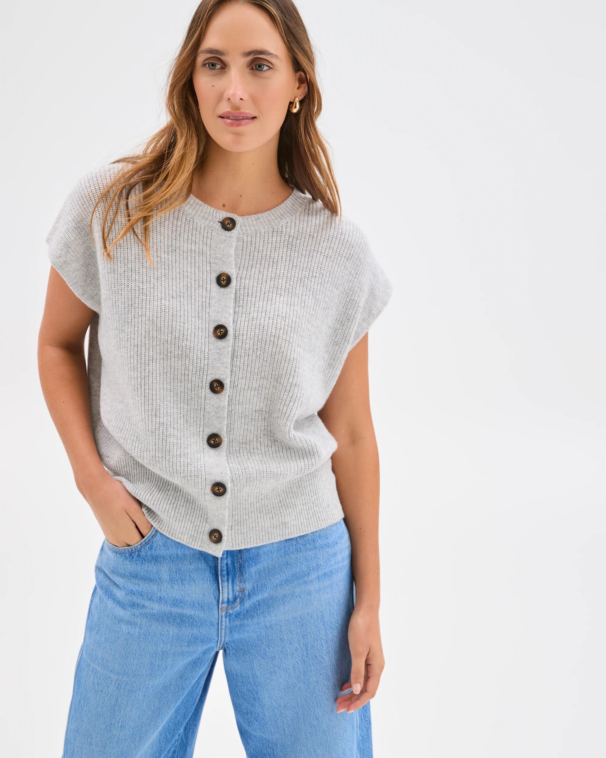 4 Target Woman Australian Lambswool Button Through Vest LIGHT GREY MARLE, 4 of 7