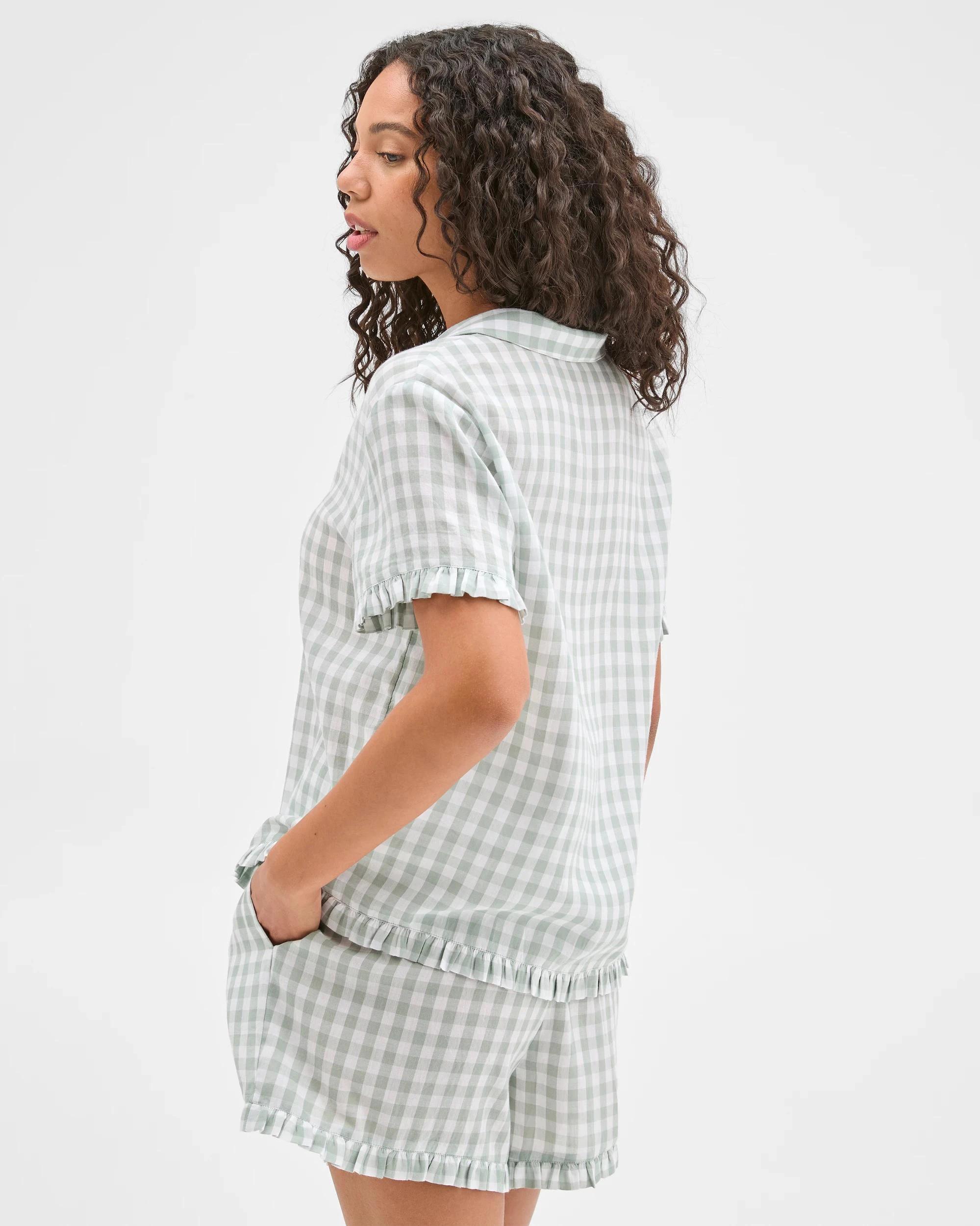 6 Target Woven Frill Pyjama Sleep Set GREEN GINGHAM, 6 of 6