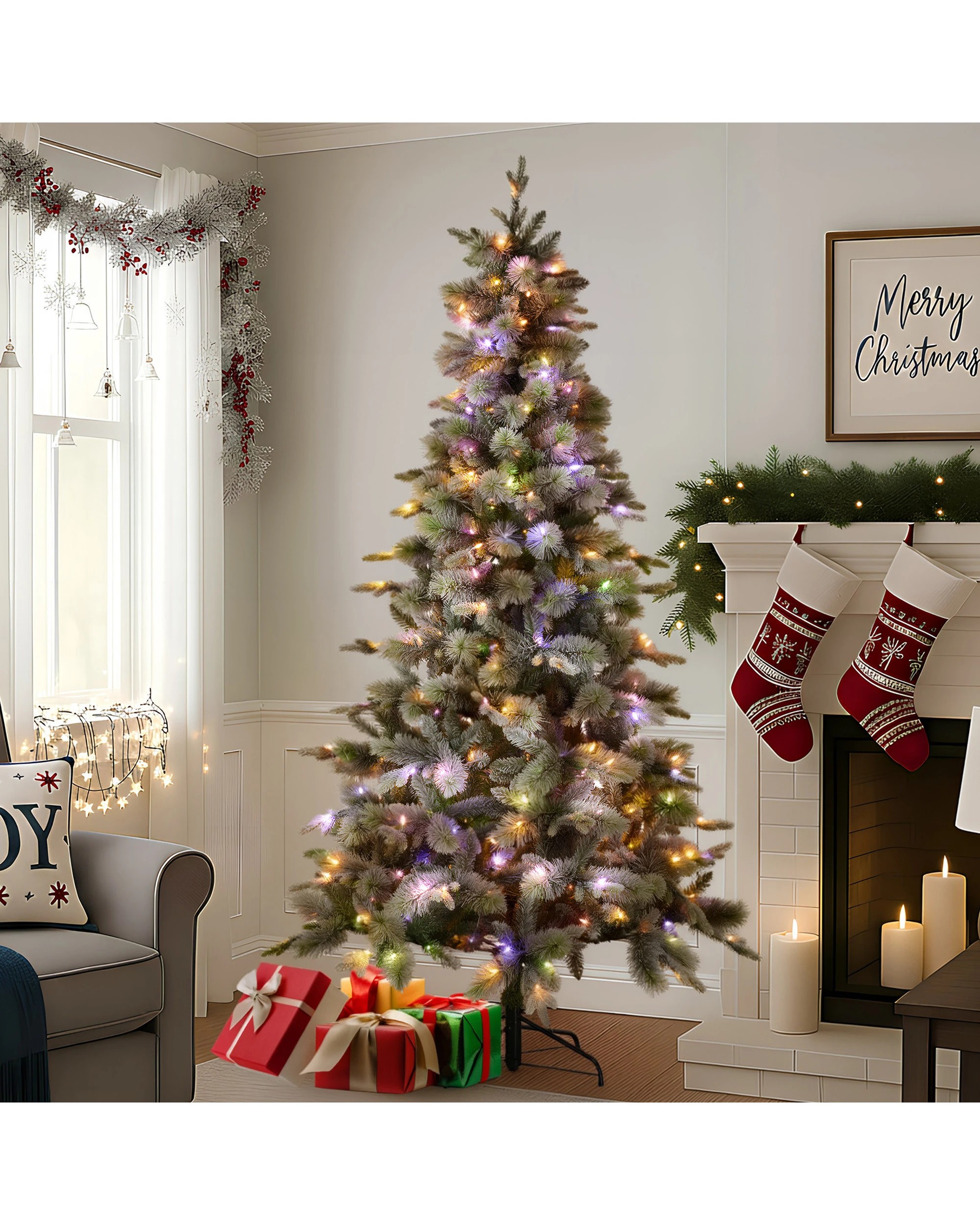 Christabelle Snowy Stamford Spruce 2.3m 7.5ft Christmas Tree Multi ...