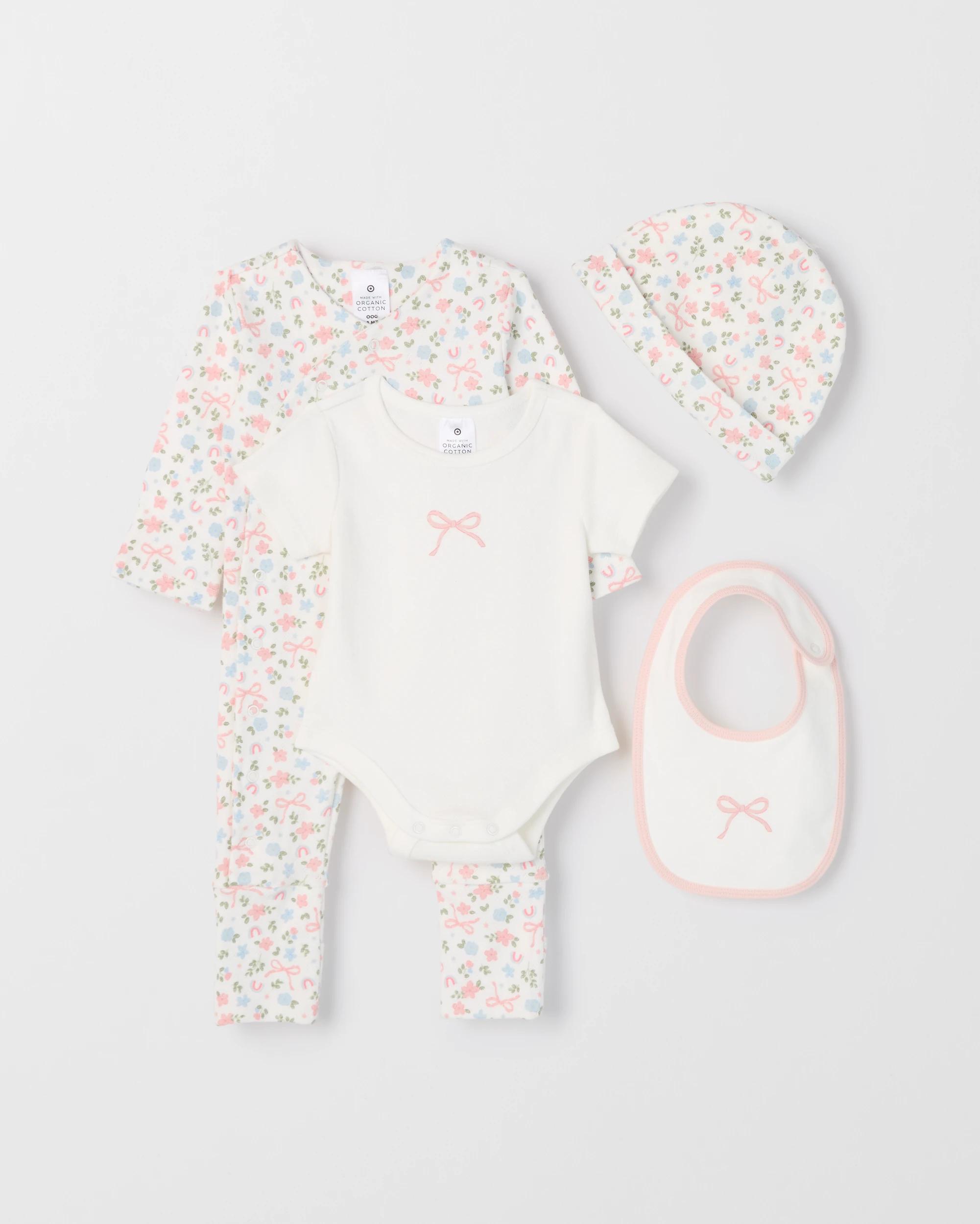 1 Target Baby Organic Cotton Pointelle Starter Set RAINBOW FLORAL, 1 of 4