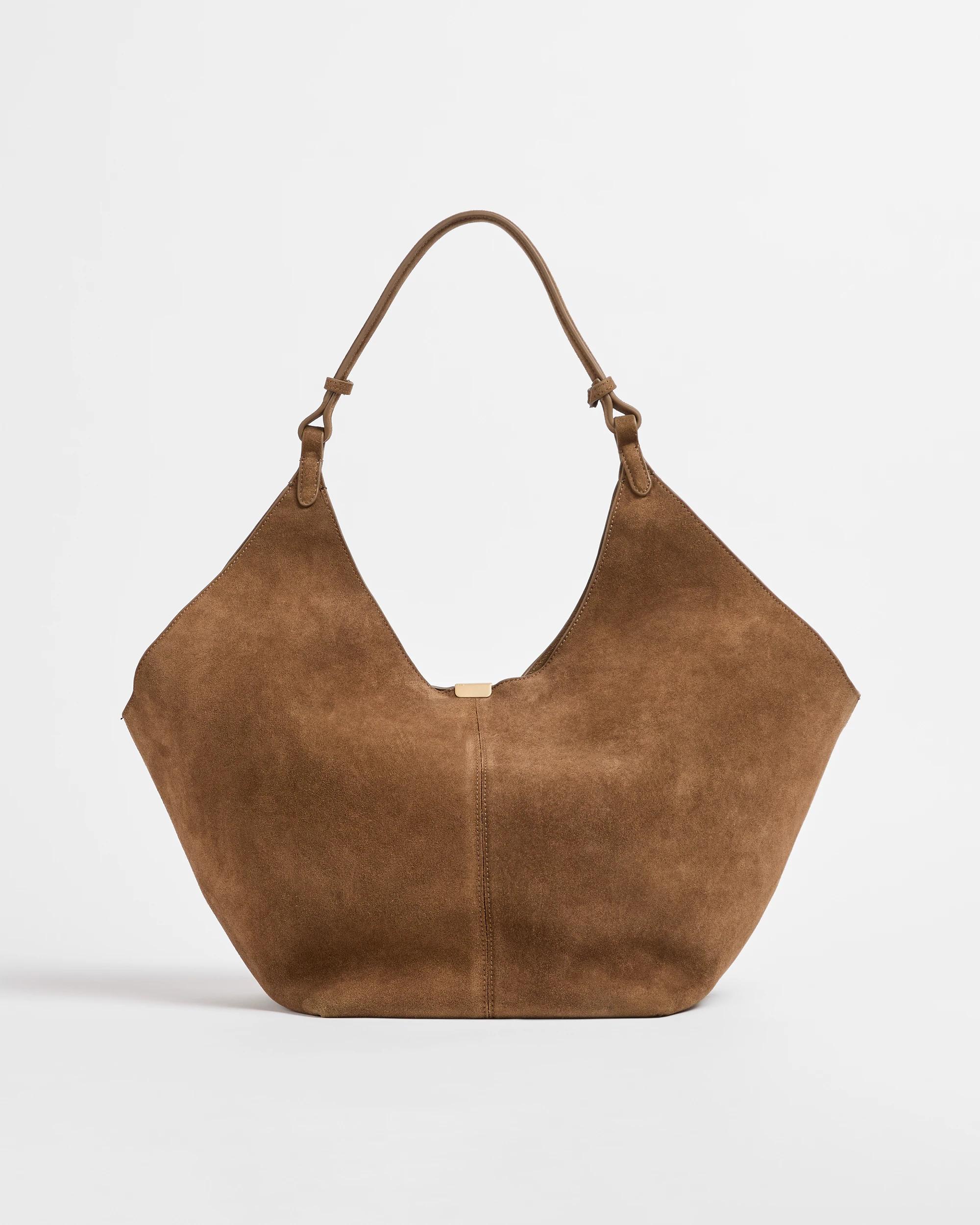 1 Target Woman Premium Suede Leather Trapeze Shoulder Bag HAZELNUT, 1 of 2