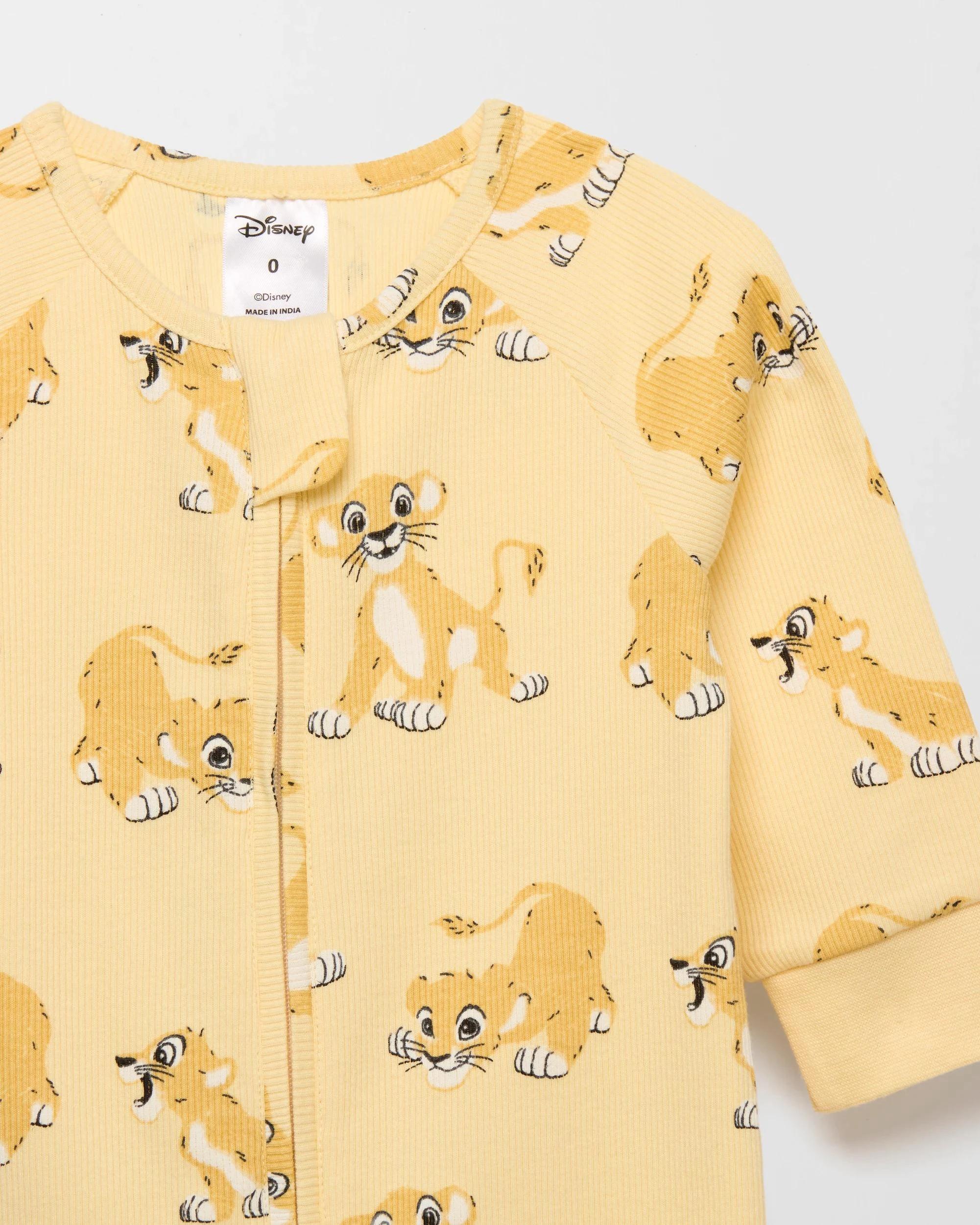 2 Disney Organic Cotton Baby Rib Zip Footless Coverall SIMBA BANANA, 2 of 2