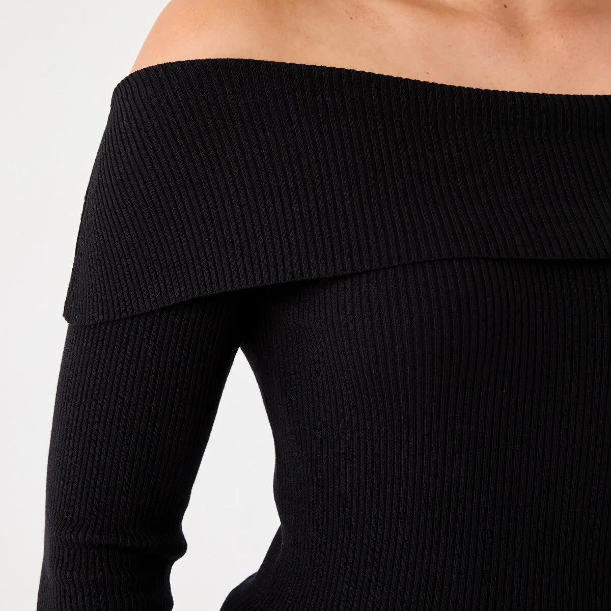 6 Long Sleeve Off Shoulder Top BLACK, 6 of 6