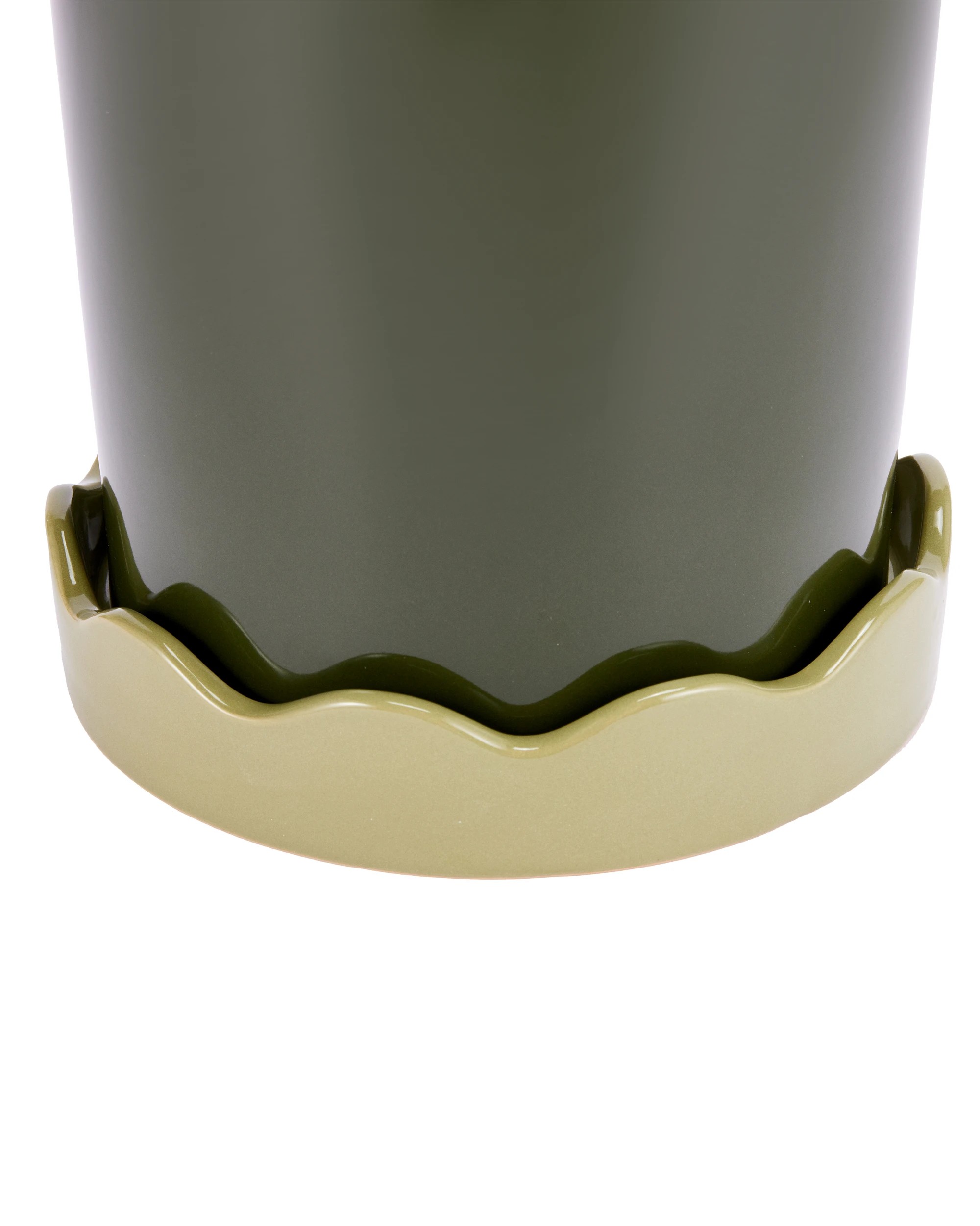 6 Green Glazed Pot with Saucer, 6 of 8