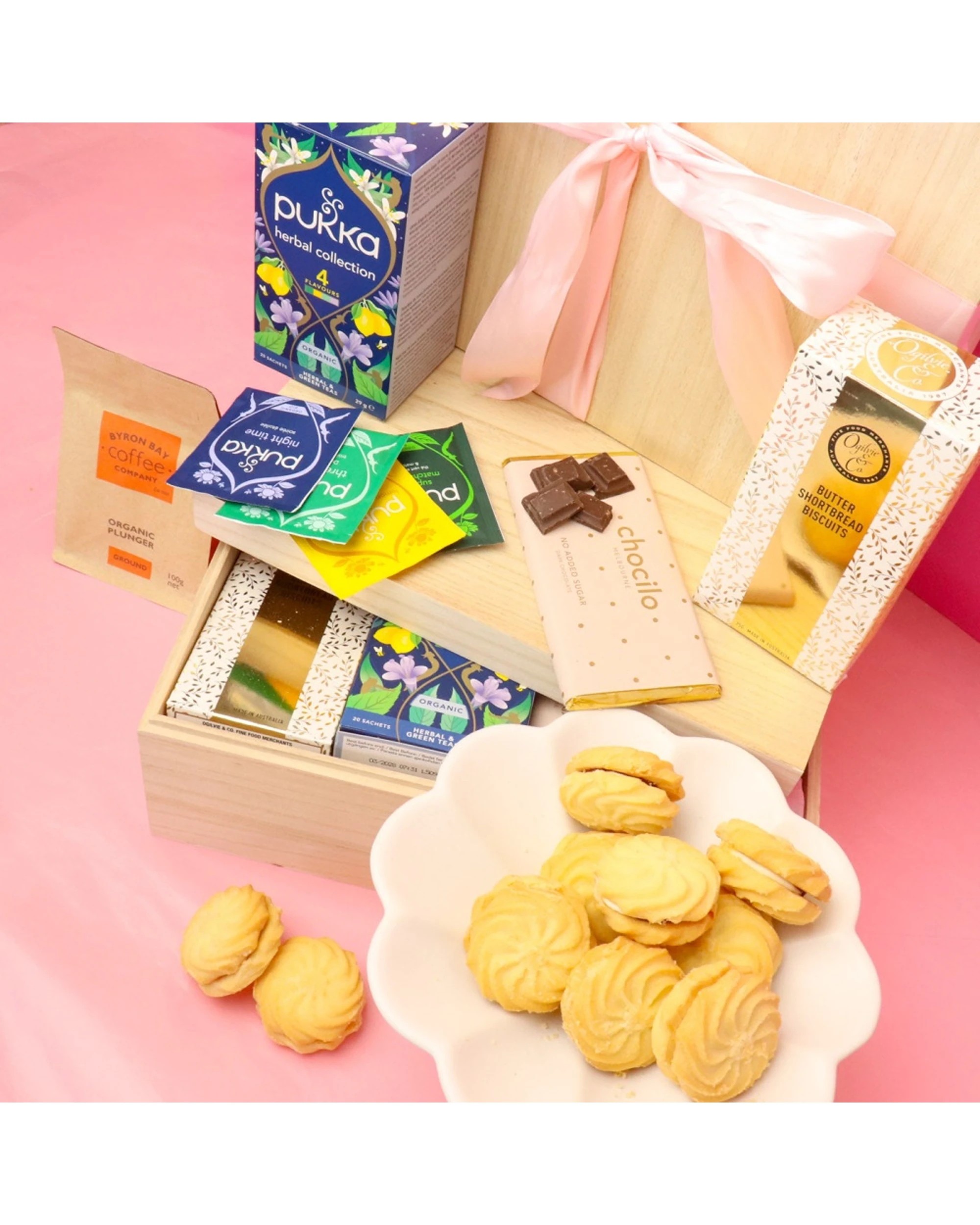 2 Gift Basket The Afternoon Tea Hamper Pukka Teabags Coffee Biscuits Set - Multi, 2 of 6