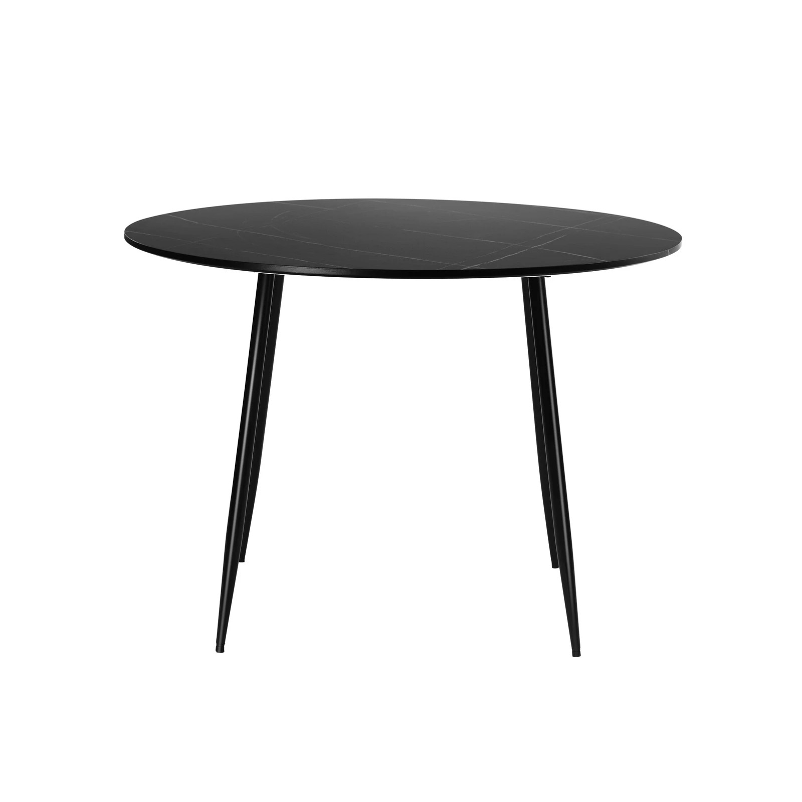 4 Oikiture 110cm Dining Table Round Wooden Table With Marble Effect Metal Legs
 - Black, 4 of 9