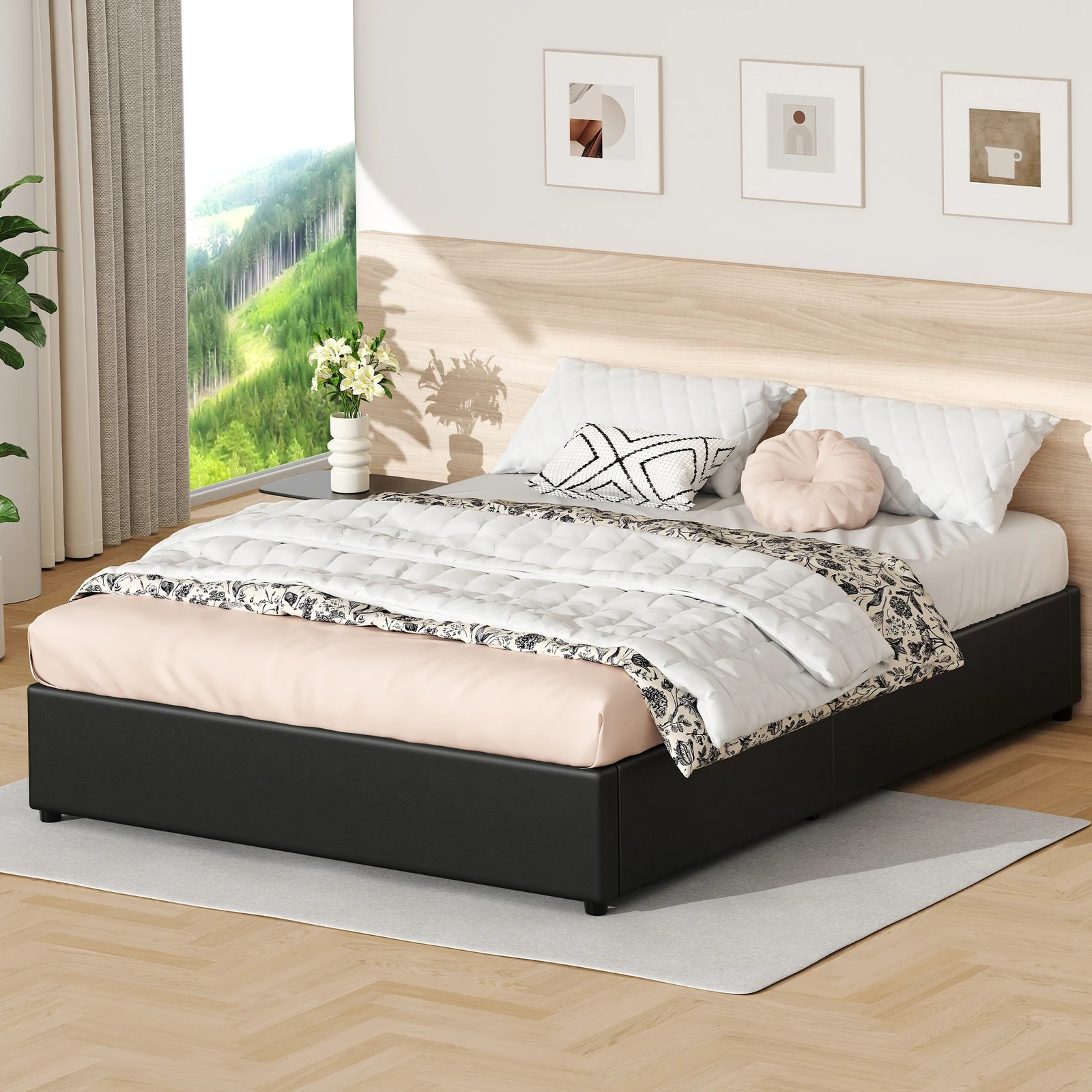 5 Alfordson Bed Frame Queen Size Gas Lift Storage Mattress Base Barlow - Black, 5 of 10