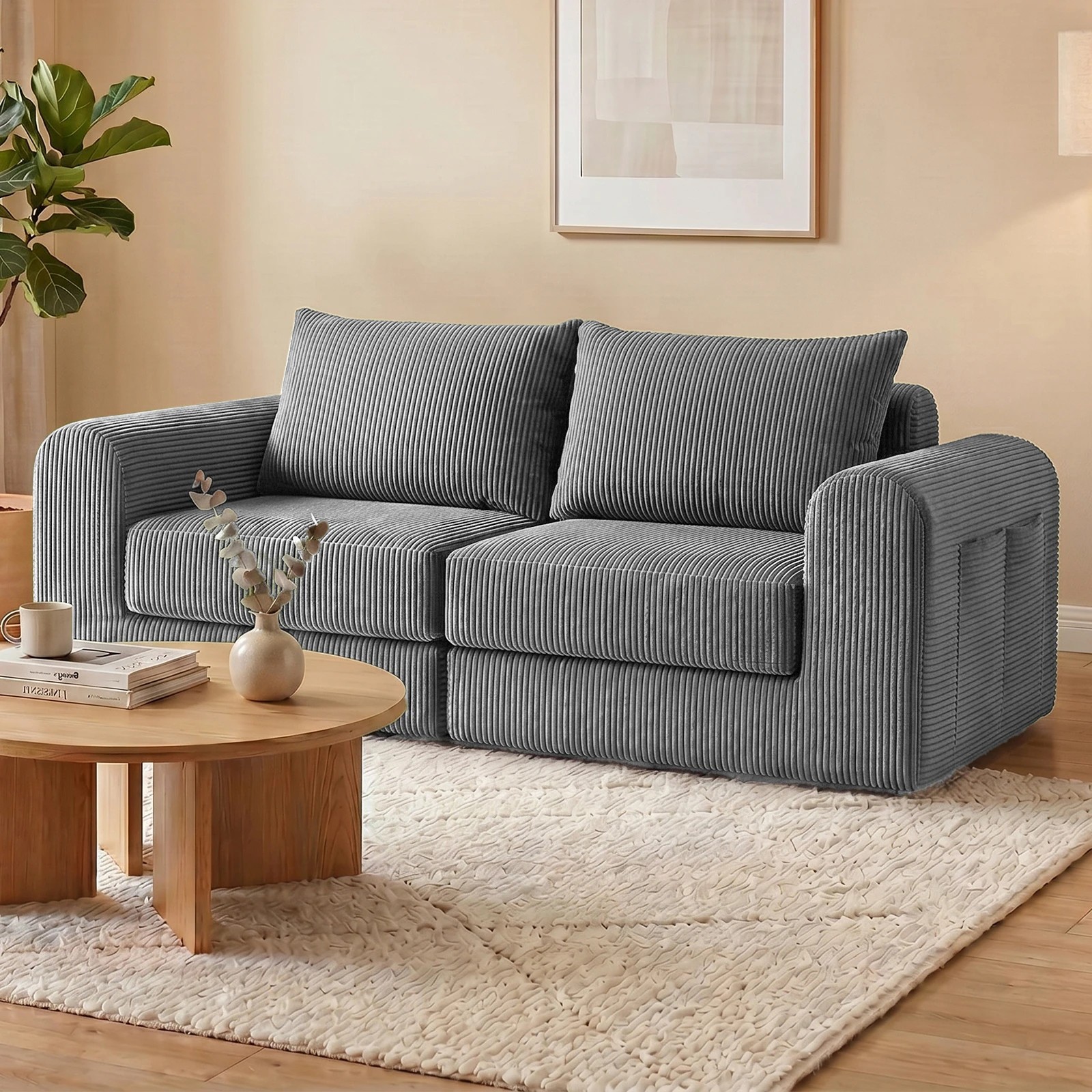 3 Advwin 172cm Modular Sectional Loveseat Sofa 3 in 1 Convertible Floor Lounger Boneless Cloud Couch - Grey, 3 of 5