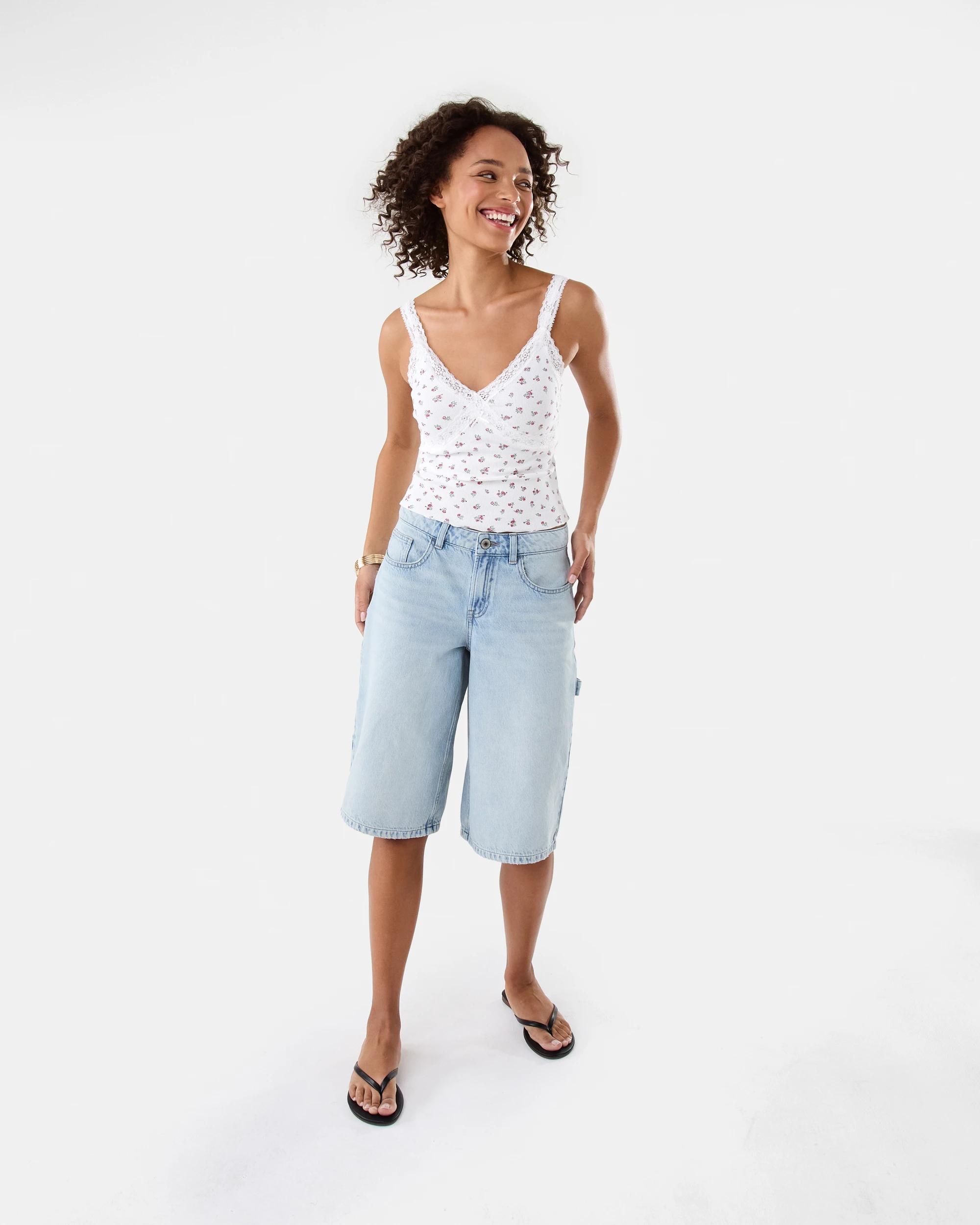 2 Sleeveless Lace Trim Cami Pink Ditsy, 2 of 7